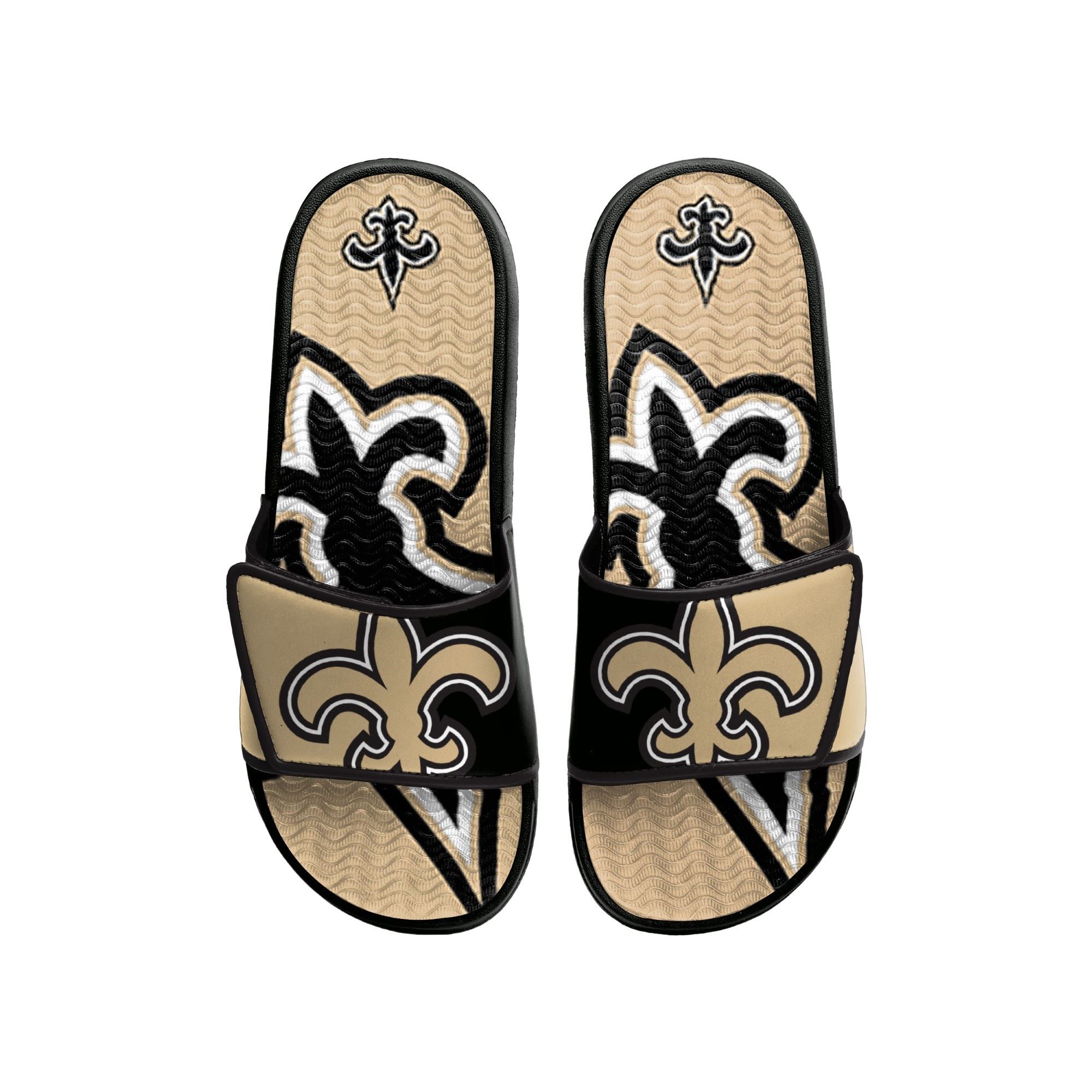 New Orleans Saints NFL Colorblock Big Logo Gel Slide Black Badelatschen Hausschuhe Foco 