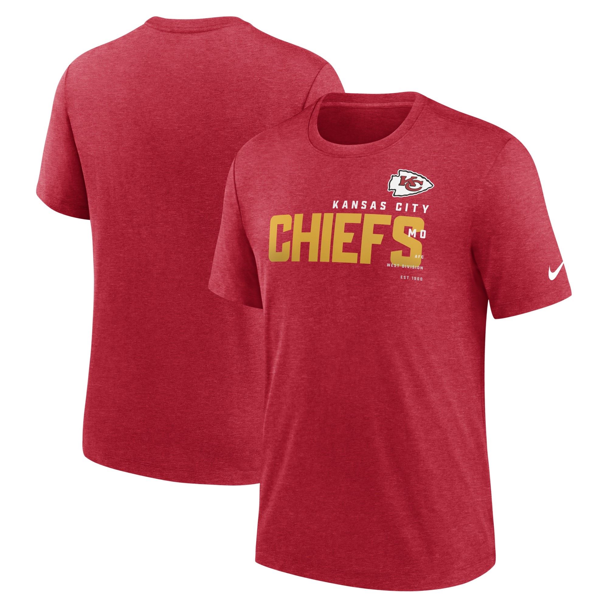 Kansas City Chiefs NFL Triblend Team Name Fashion Red Heather T-Shirt Nike