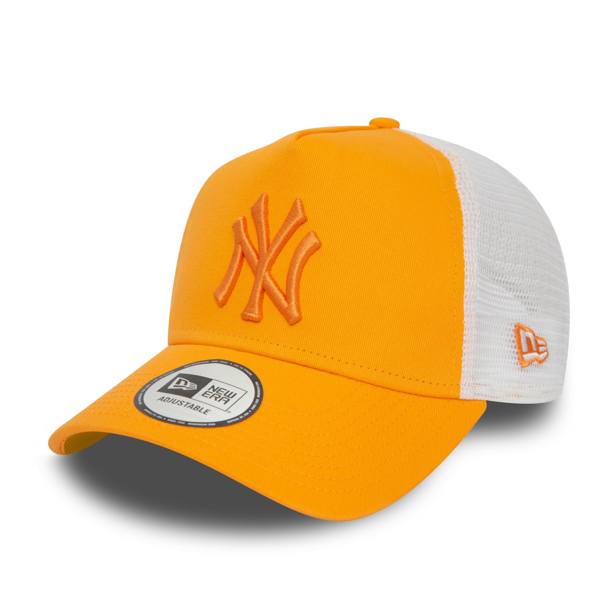 New York Yankees MLB League Essential Orange Weiß Verstellbare A-Frame Trucker Cap New Era