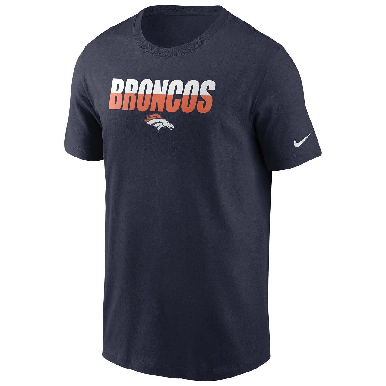 Denver Broncos NFL Split Team Name Essential Tee College Navy T-Shirt Nike