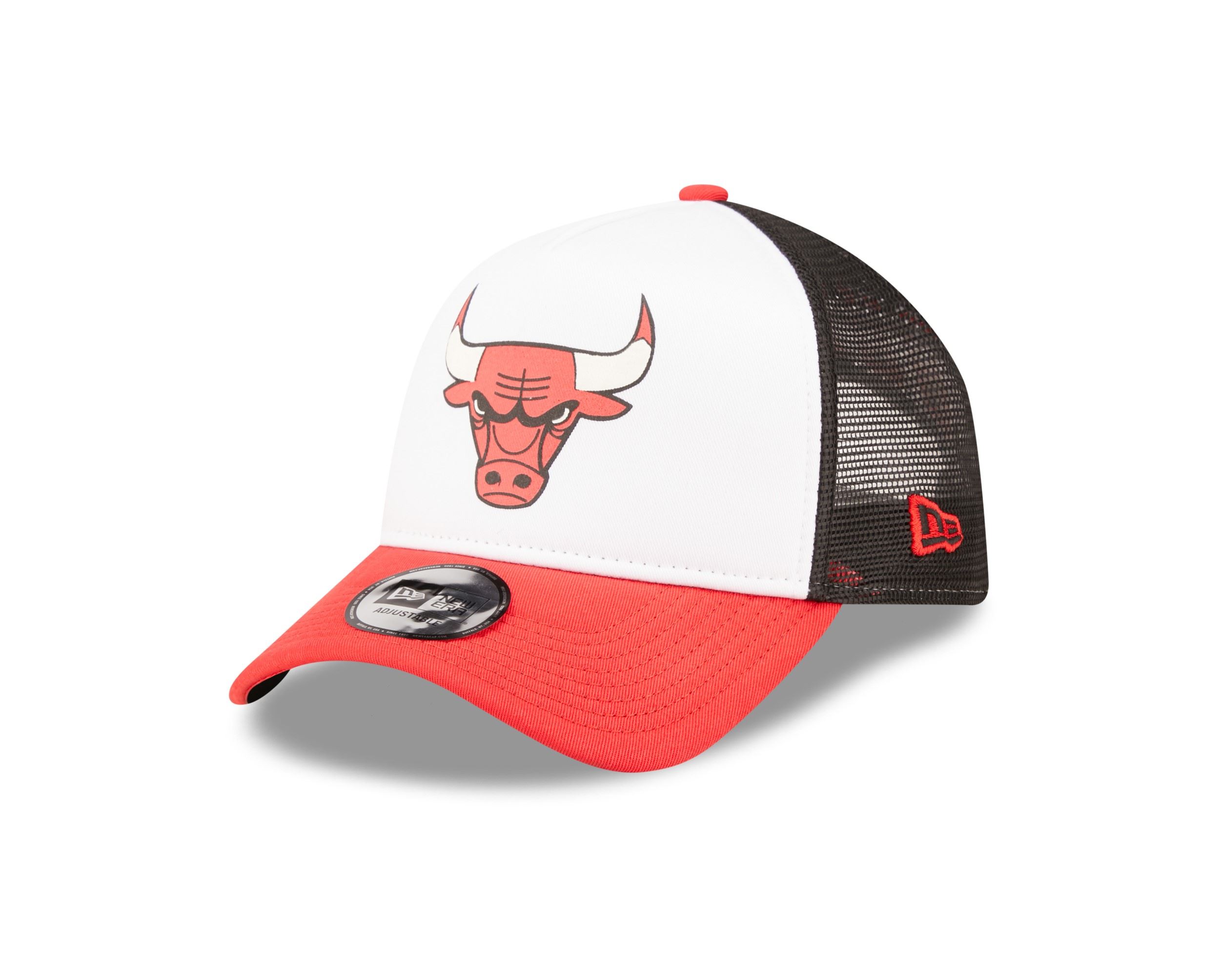 Chicago Bulls Team Colour Block A-Frame White Red Adjustable Trucker Cap New Era 