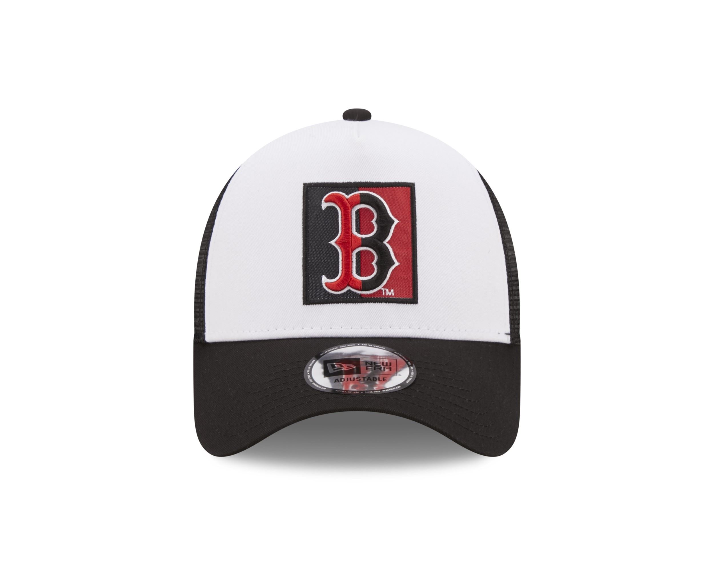 Boston Red Sox MLB Team Patch Black White A-Frame Adjustable Trucker Cap New Era