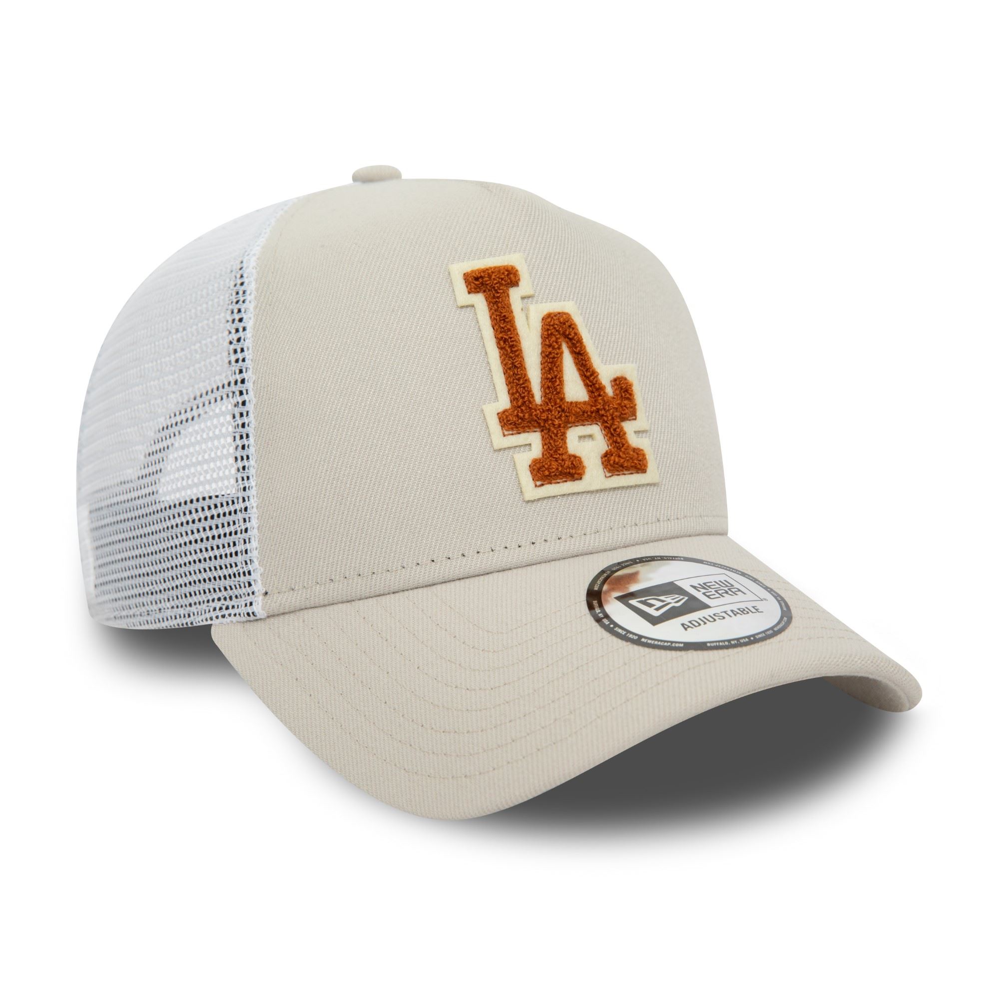 Los Angeles Dodgers MLB Boucle Beige A-Frame Adjustable Trucker Cap New Era