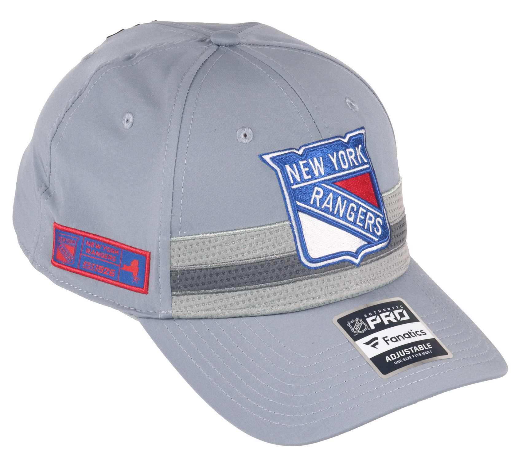 New York Rangers NHL Authentic Pro Home Ice Structured Curved Snapback Cap Grey Fanatics