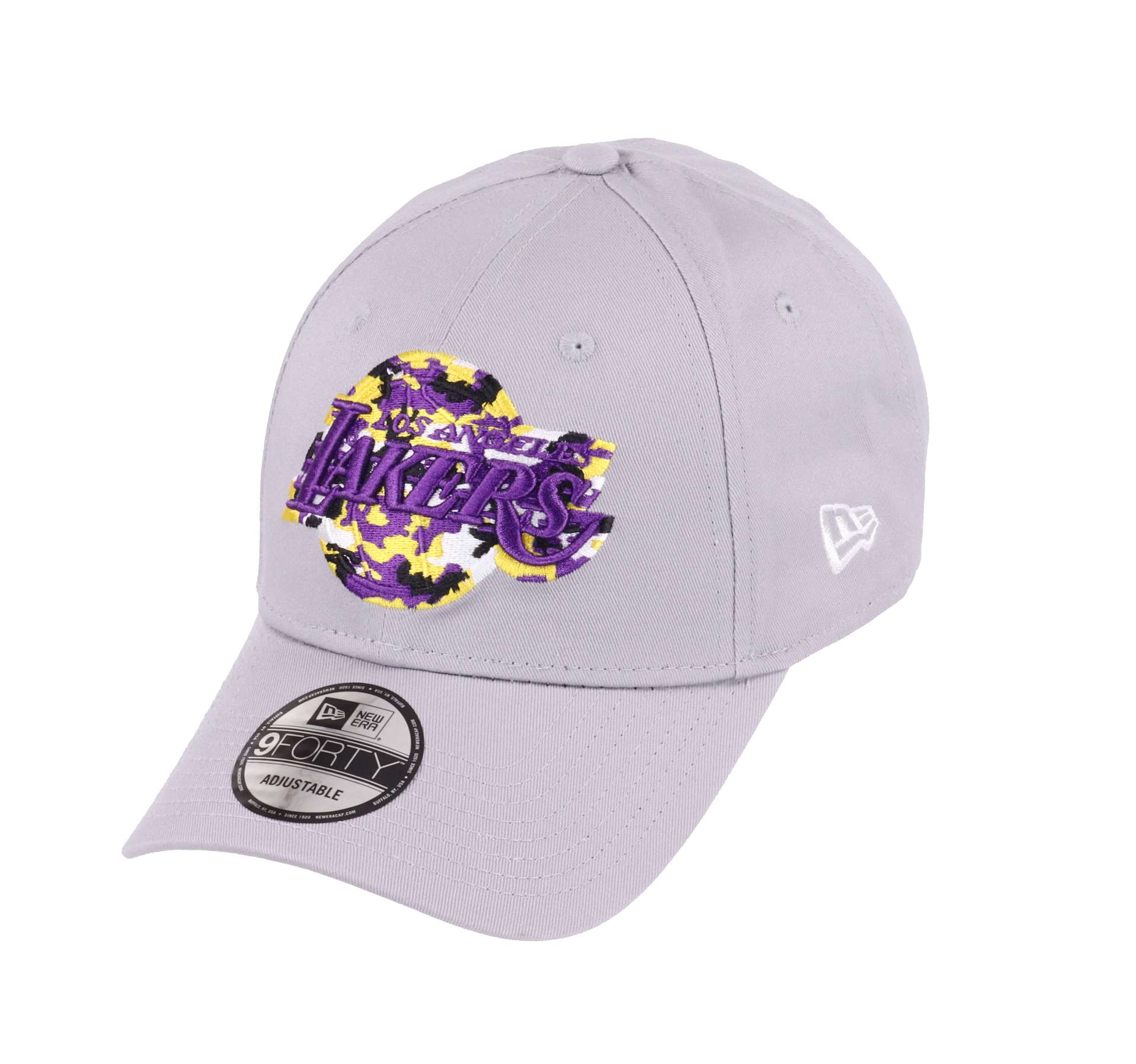 Los Angeles Lakers Grey NBA Wild Camouflage Infill 9Forty Adjustable Cap New Era