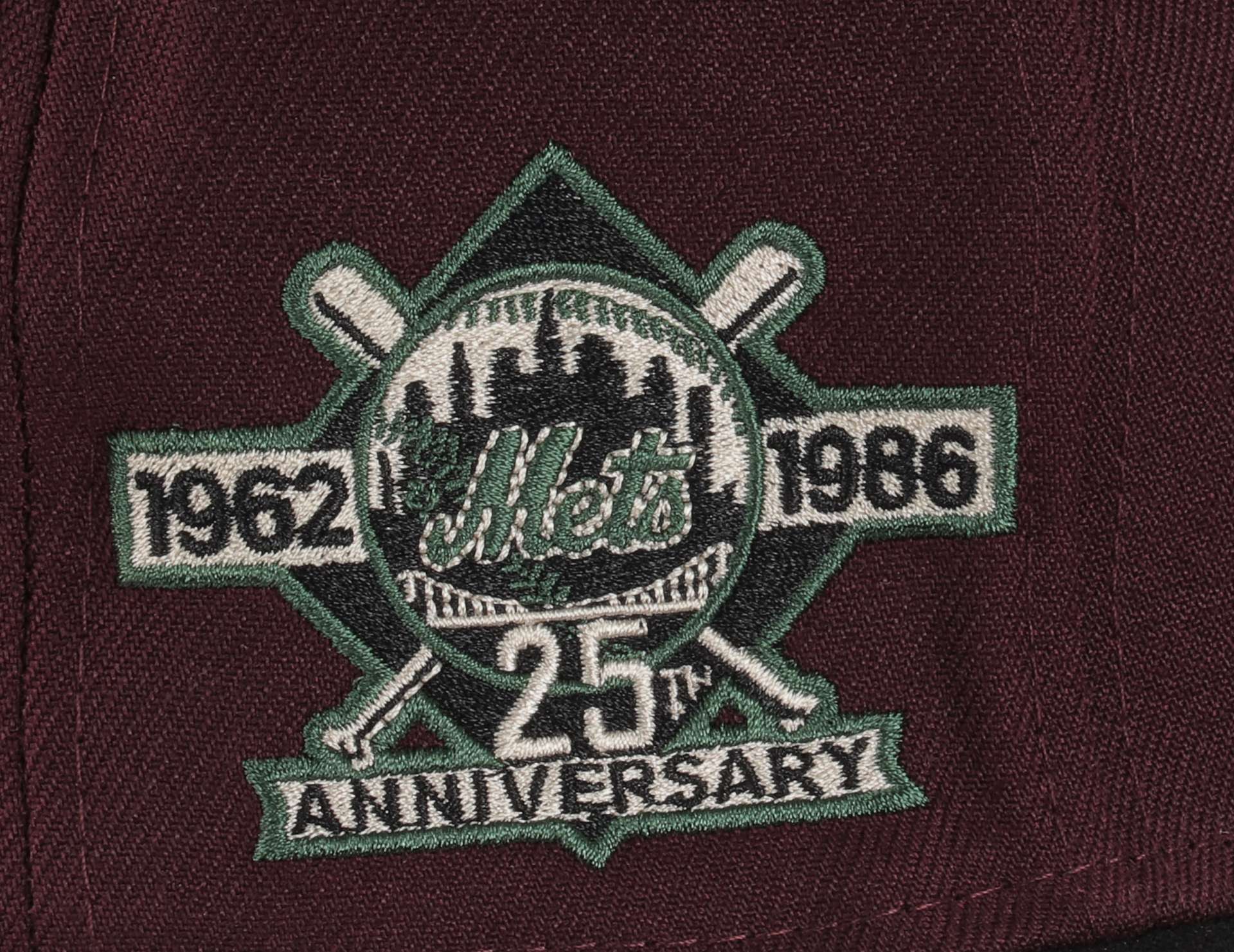 New York Mets Sidepatch MLB 25th Anniversary 1986 Maroon Black 59Fifty Basecap New Era