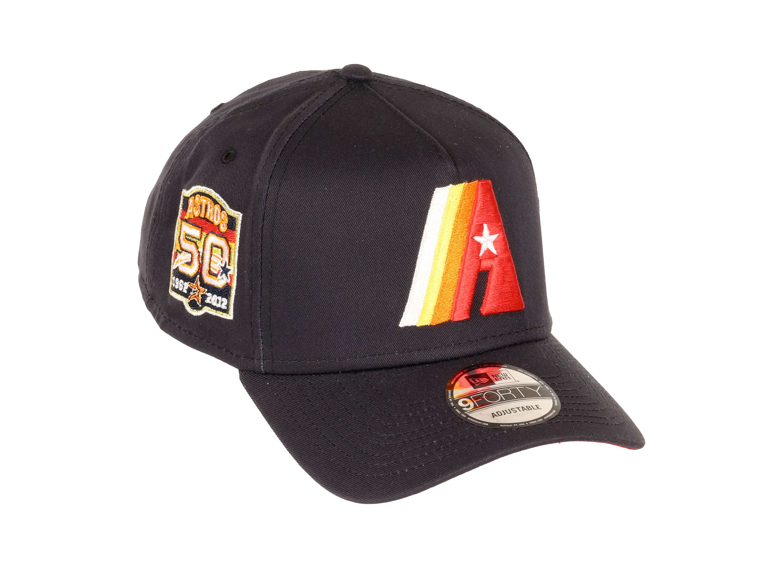 Houston Astros MLB 50th Anniversary Sidepatch Cooperstown Navy Scarlet 9Forty A-Frame Snapback Cap New Era