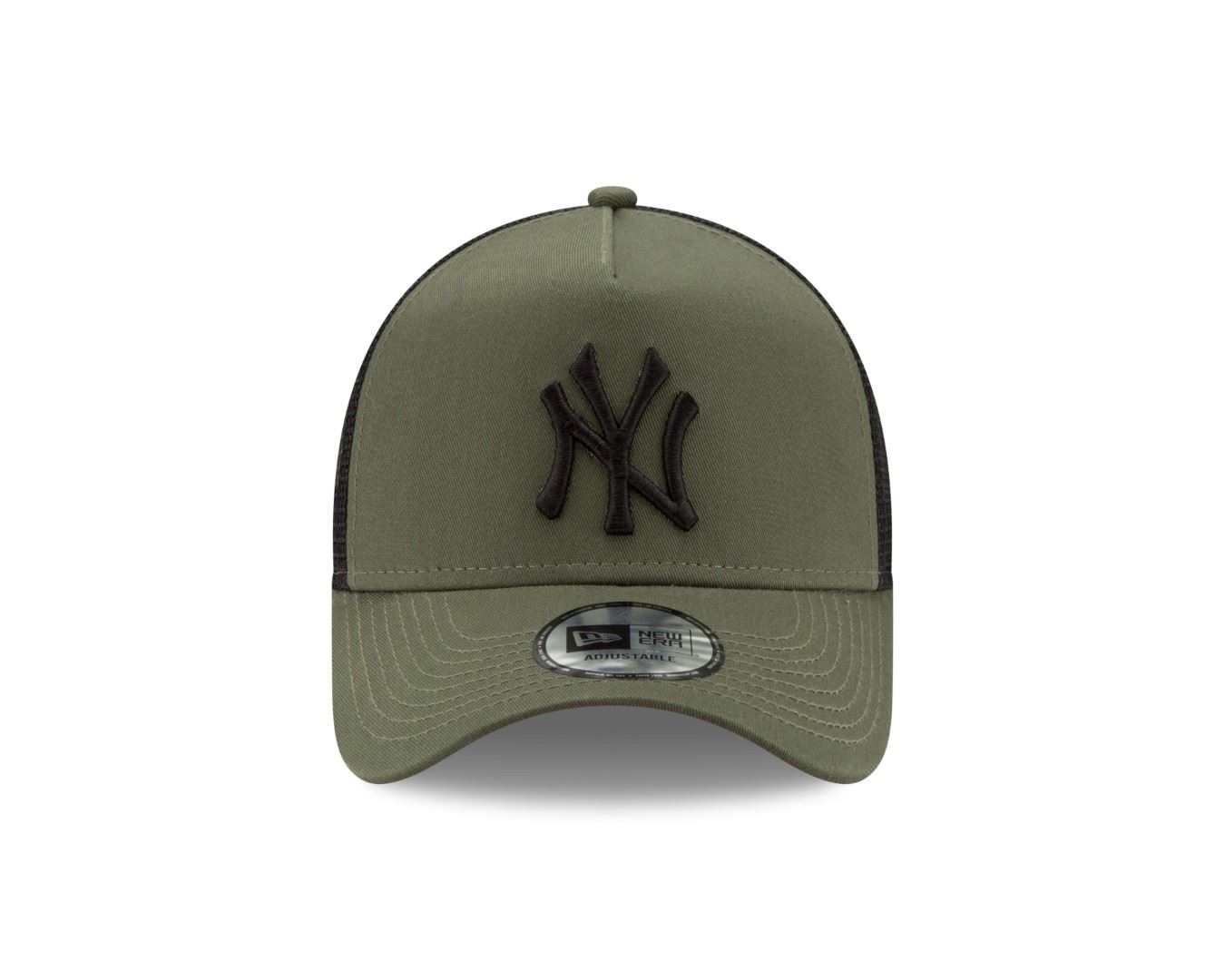 New York Yankees MLB League Essential Olive Black A-Frame Adjustable Trucker Cap New Era