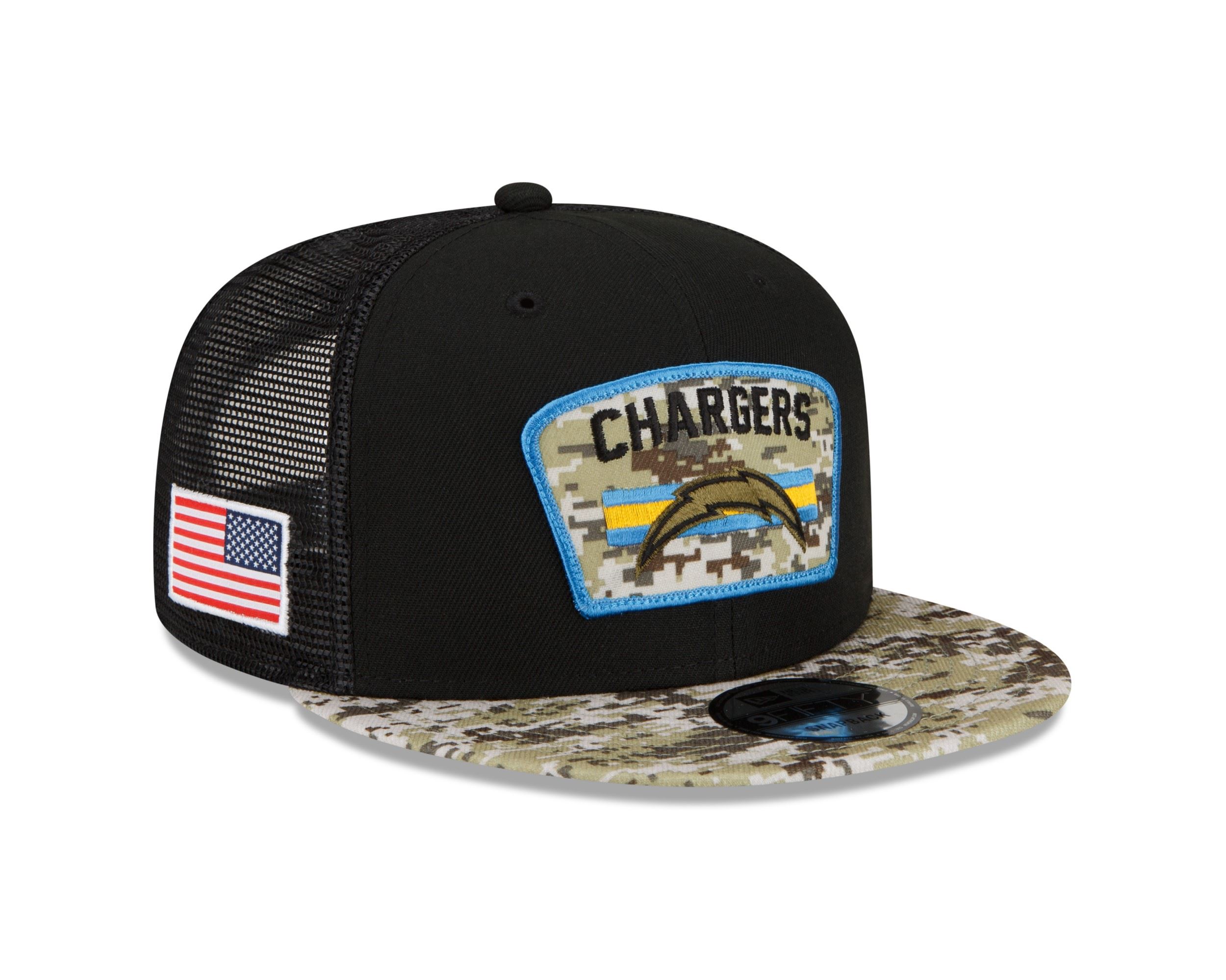 Los Angeles Chargers NFL On Field 2021 Salute to Service Black 9Fifty Snapback Cap New Era