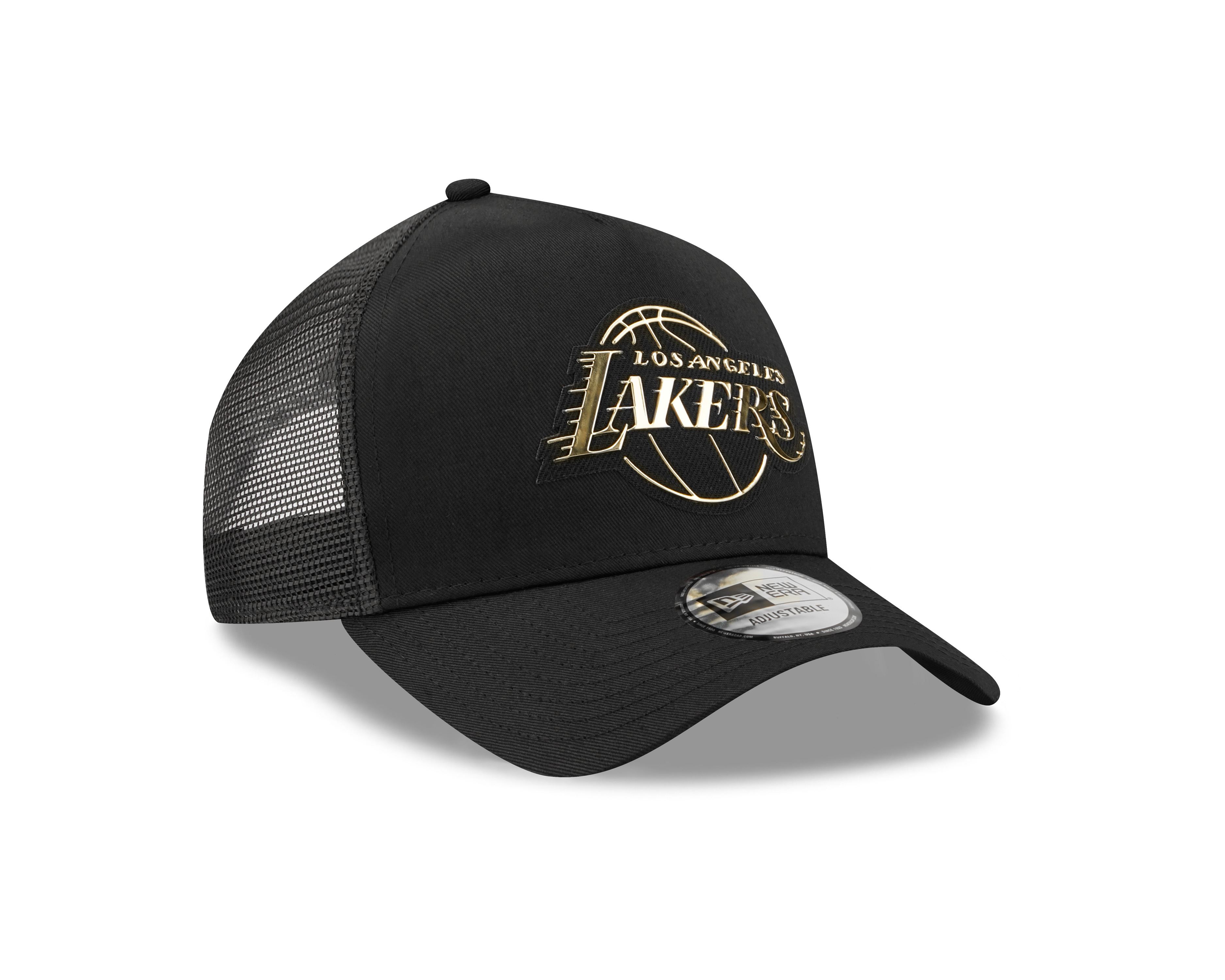 Los Angeles Lakers NBA Foil Logo Black A-Frame Adjustable Trucker Cap New Era