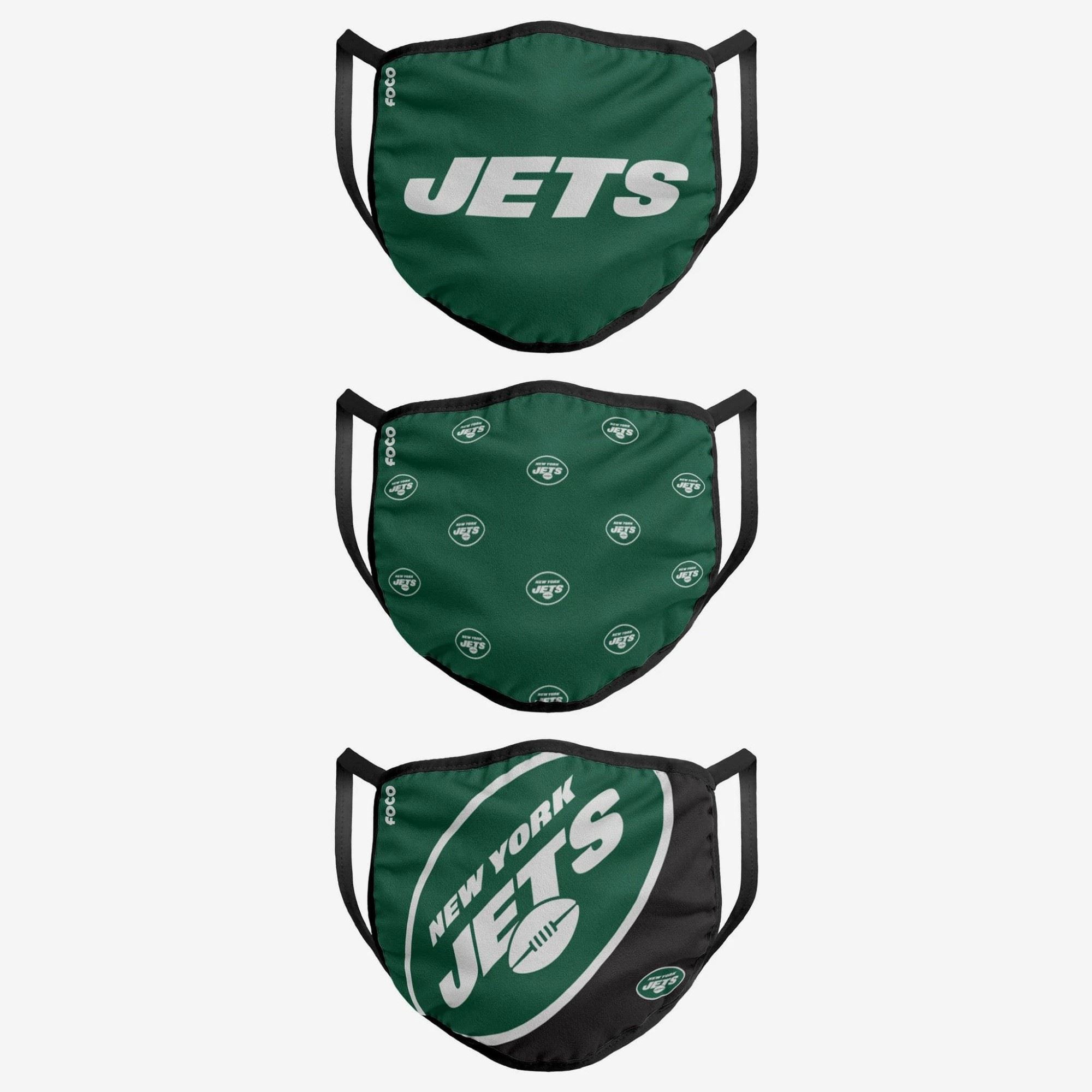 New York Jets NFL Face Covering 3Pack Face Mask Forever Collectibles