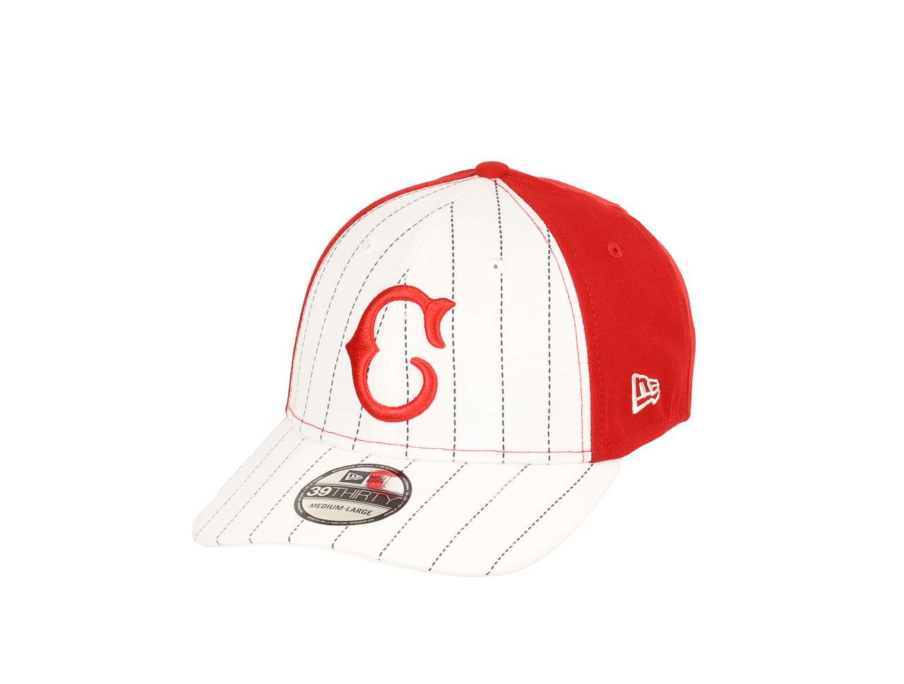 Cincinnati Reds  MLB Two Tone White Red Pinstripe  39Thirty Stretch Cap New Era