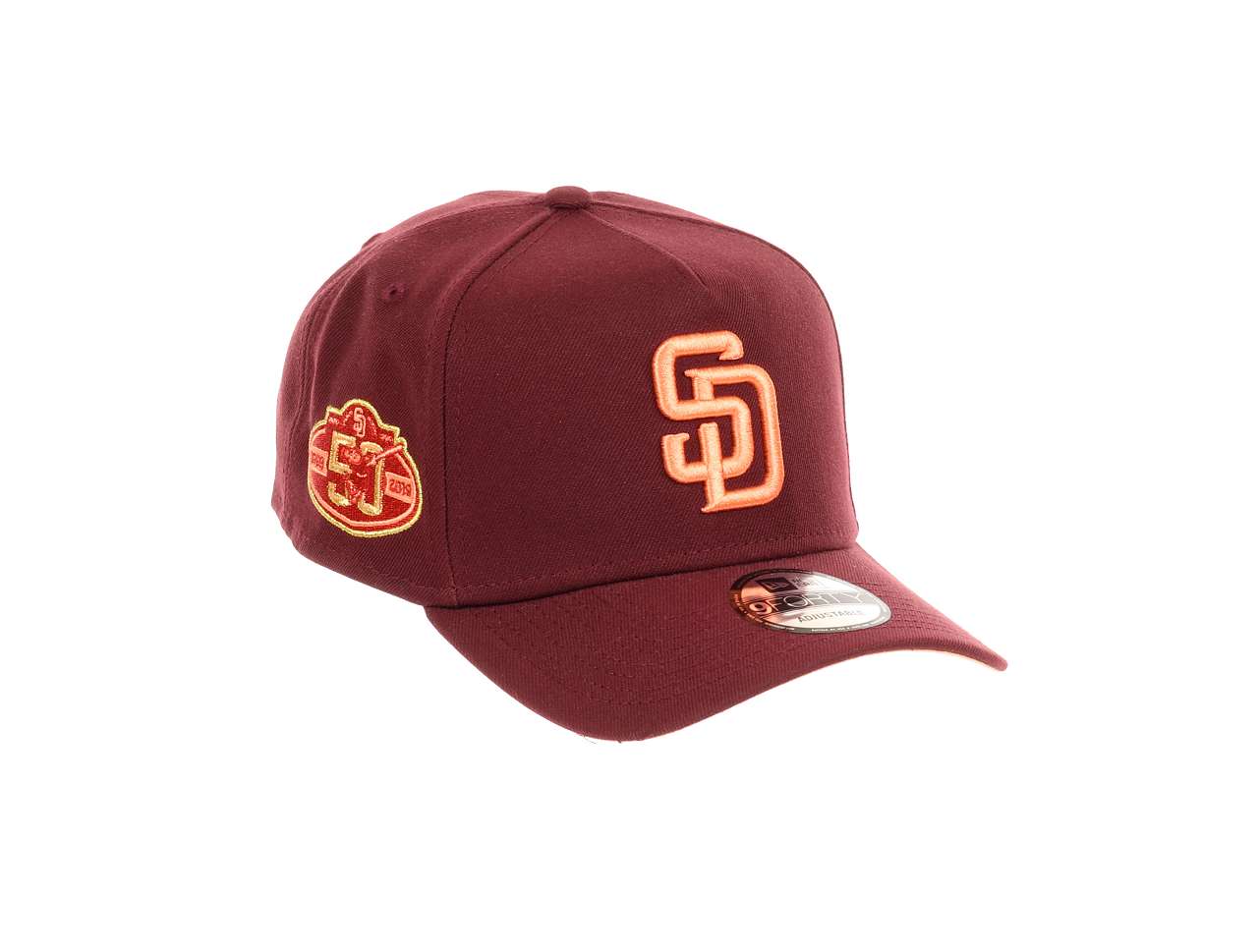 San Diego Padres MLB 50th Anniversary Sidepatch Maroon 9Forty A-Frame Snapback Cap New Era