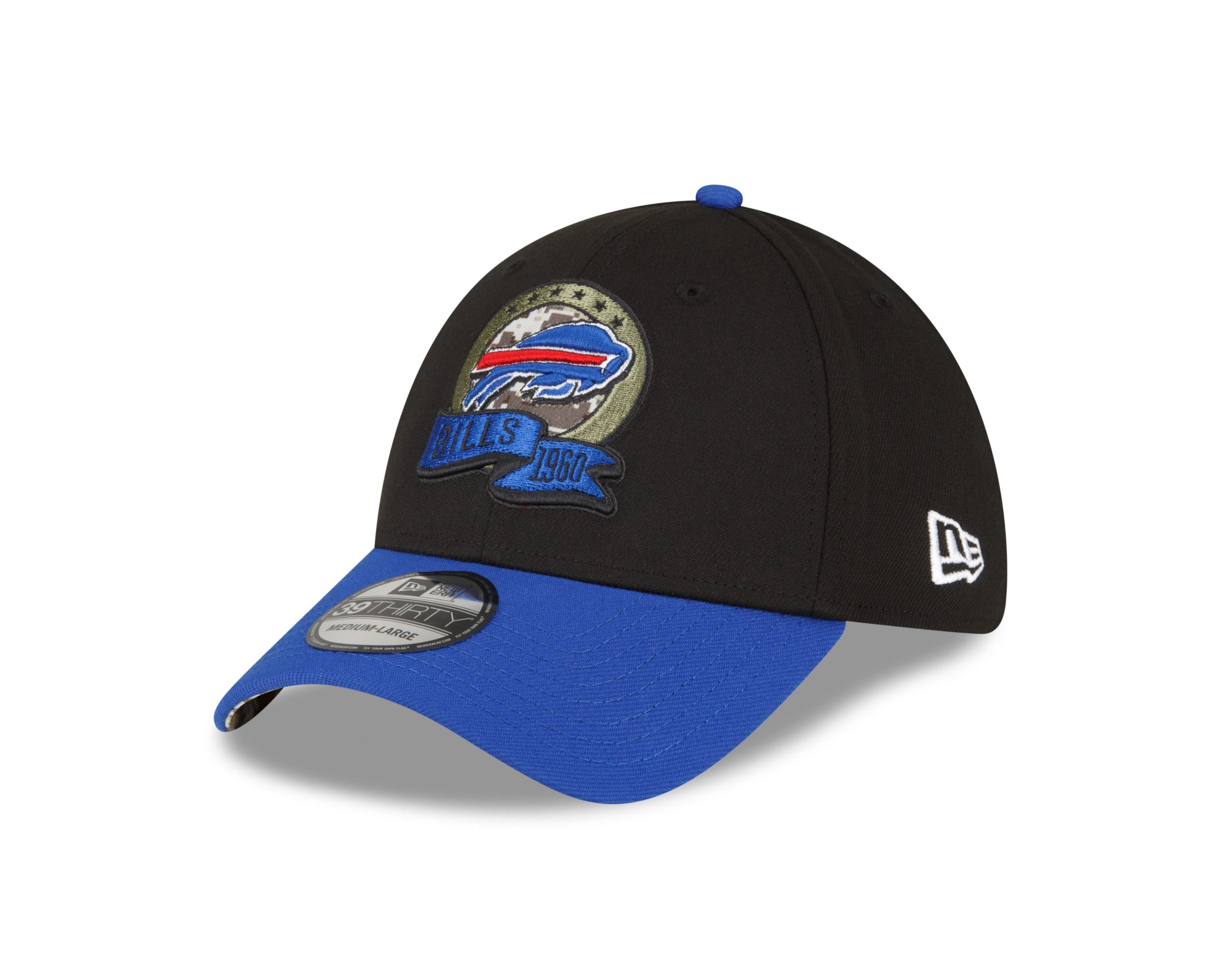 Buffalo Bills NFL Salute to Service 2022 Black Blue 39Thirty Stretch Cap New Era