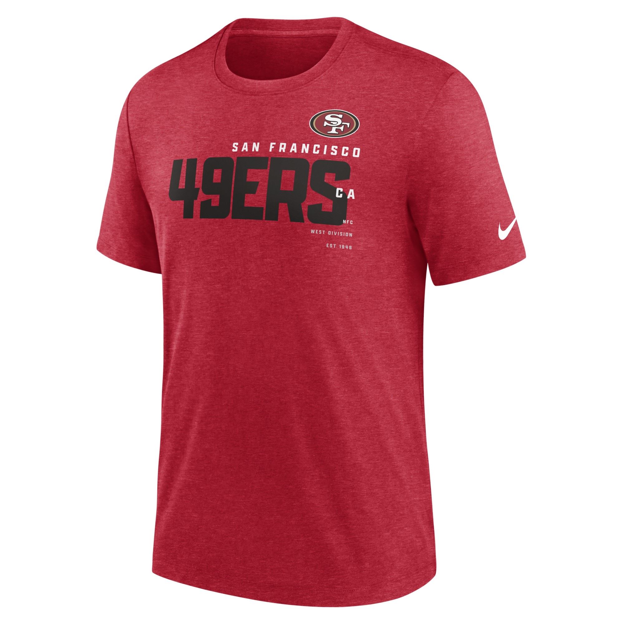 San Francisco 49ers NFL Triblend Team Name Fashion Red Heather T-Shirt Nike