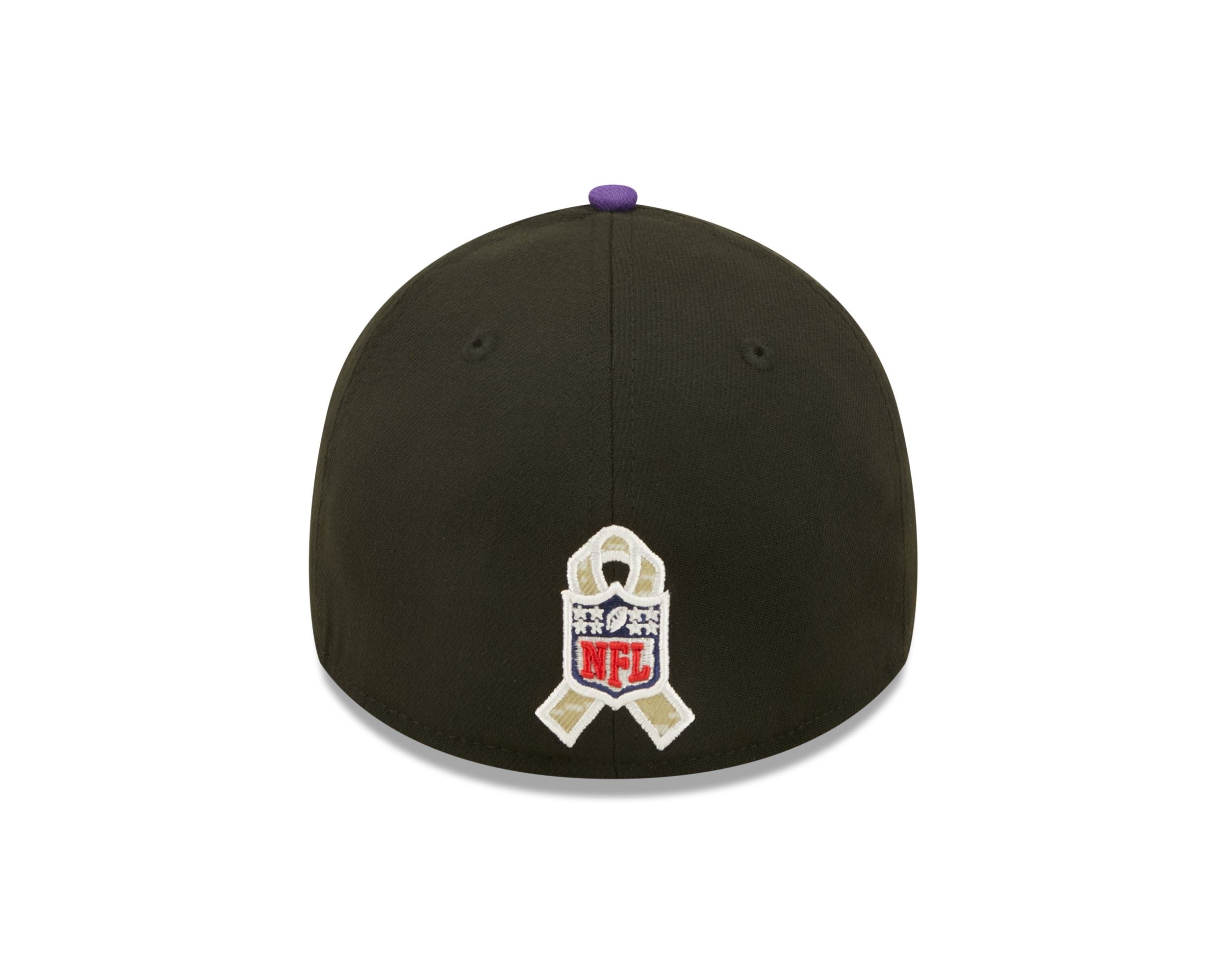 Minnesota Vikings NFL Salute to Service 2022 Black Purple 39Thirty Stretch Cap New Era