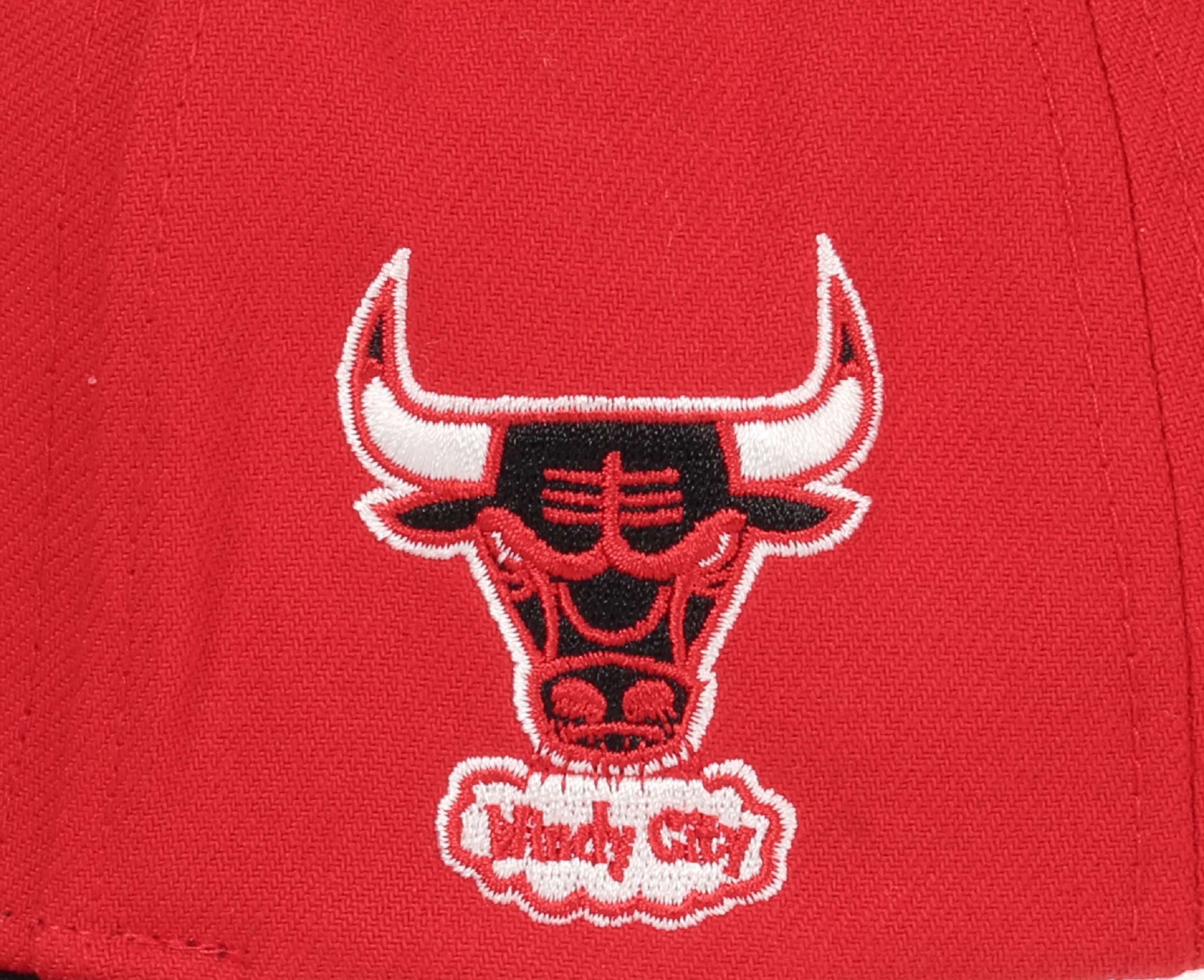 Chicago Bulls NBA Team Script 2.0 Rot Schwarz Verstellbare Gebogene Snapback Cap Mitchell & Ness