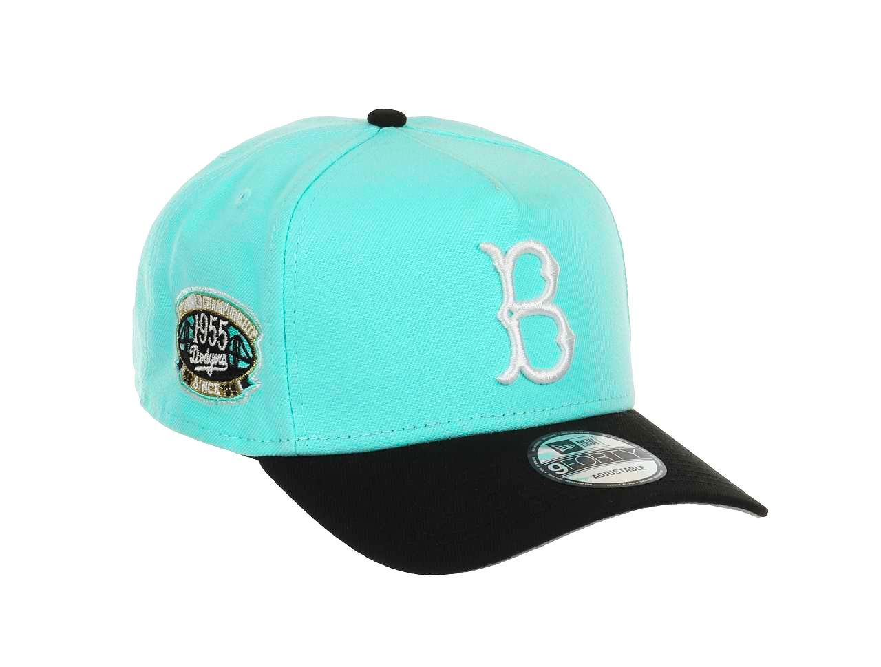 Brooklyn Dodgers MLB 1st World Championship 1955 Sidepatch Cooperstown Mint Black 9Forty A-Frame Snapback Cap New Era
