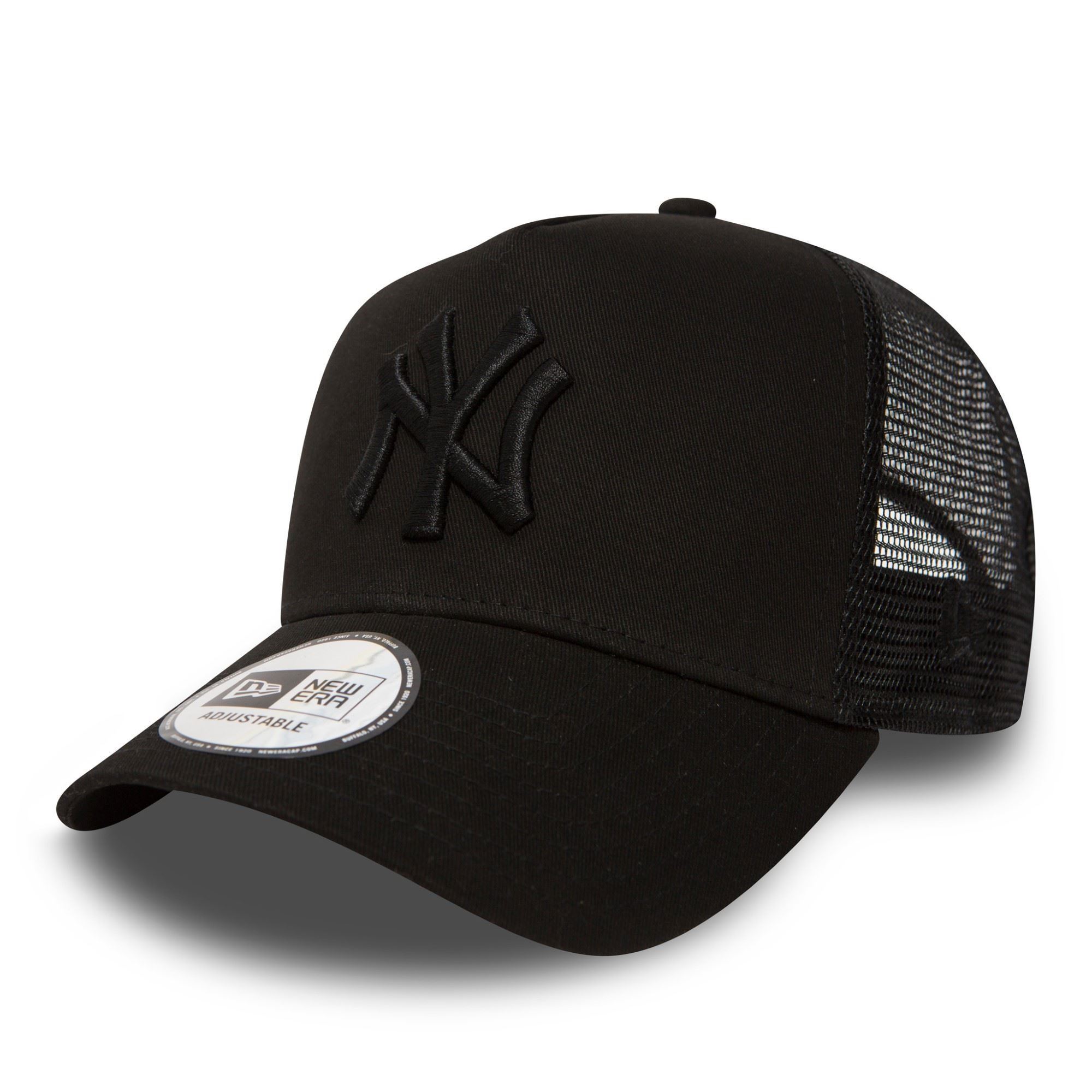 New York Yankees MLB Clean Black 9Forty A-Frame Adjustable Trucker Cap for Kids New Era