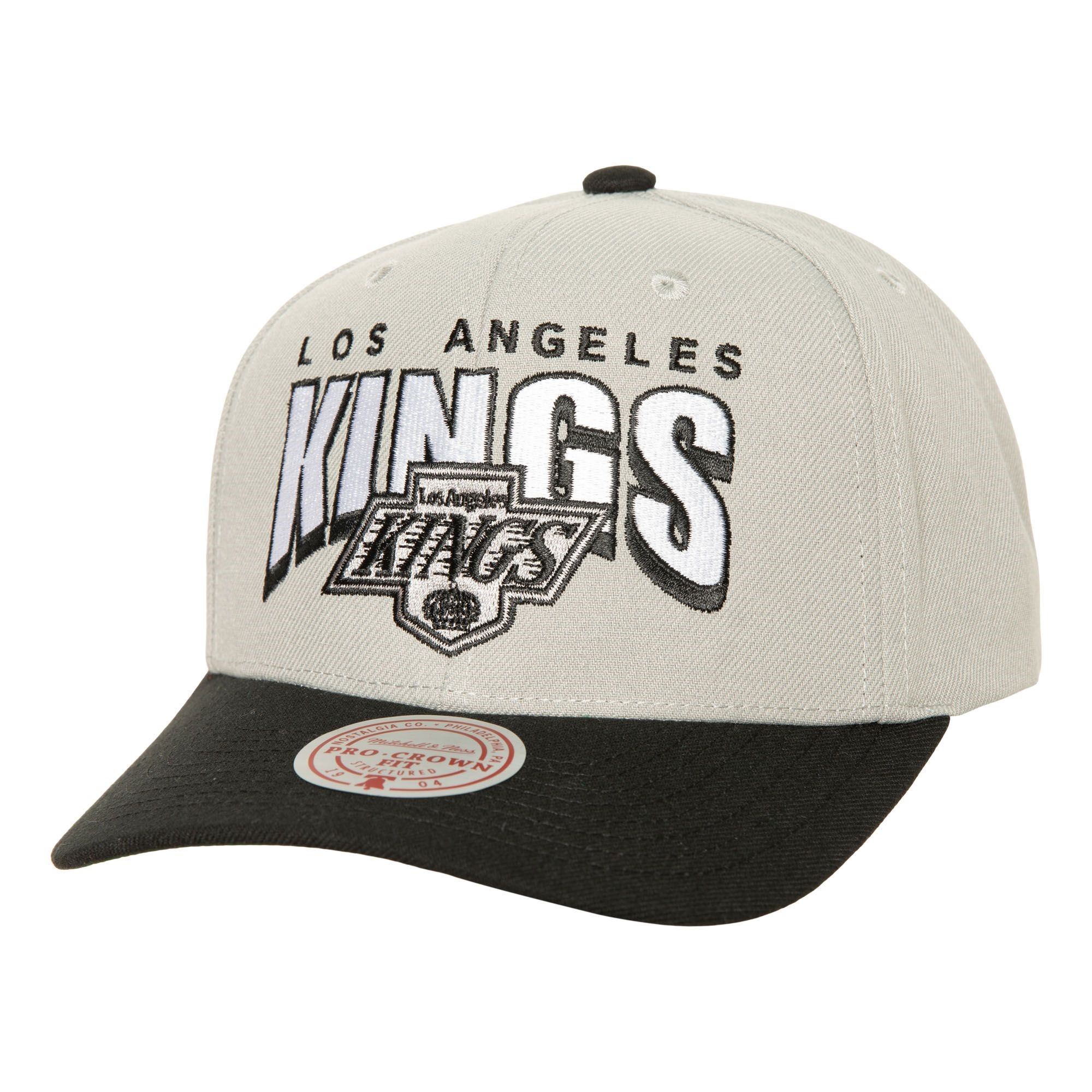 Los Angeles Kings NHL Boom Text  Pro Vintage Snapback Cap Gray Mitchell & Ness