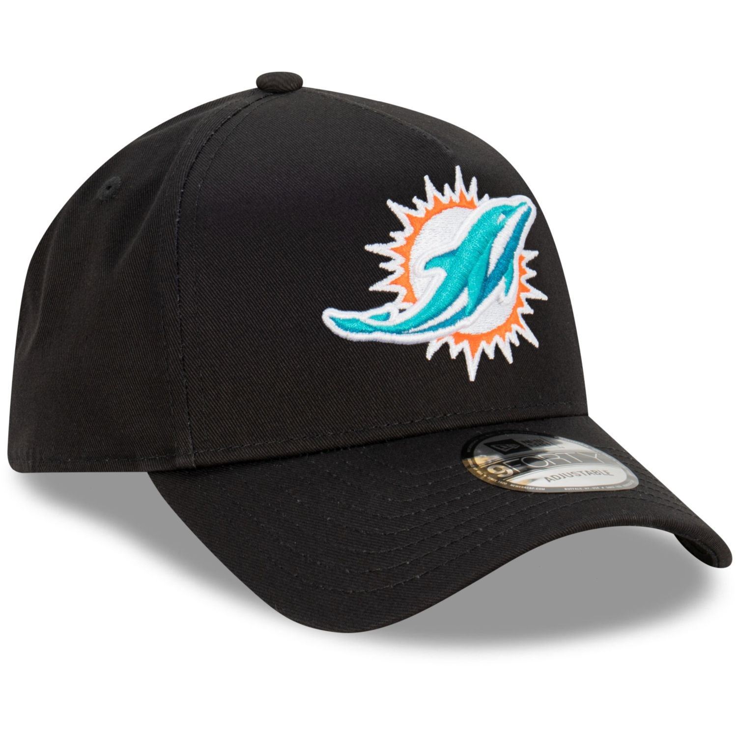 Miami Dolphins NFL Evergreen Black 9Forty Adjustable A-Frame Cap New Era