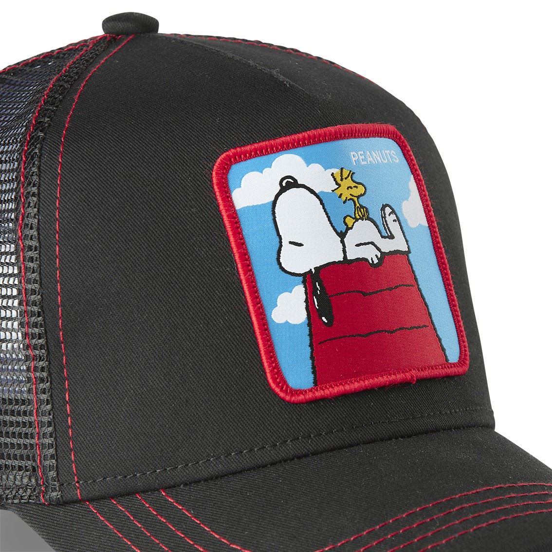Snoopy The Peanuts Black Red Trucker Cap Capslab