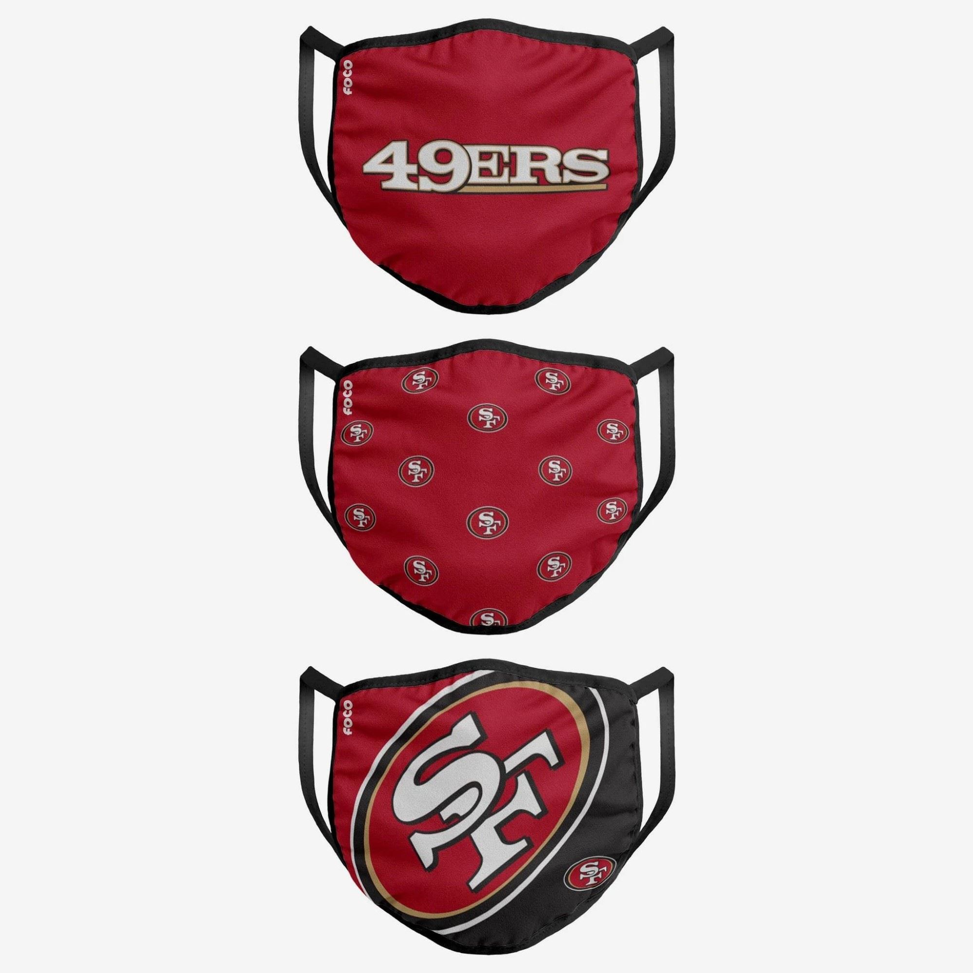 San Francisco 49ers NFL Face Covering 3Pack Face Mask Forever Collectibles