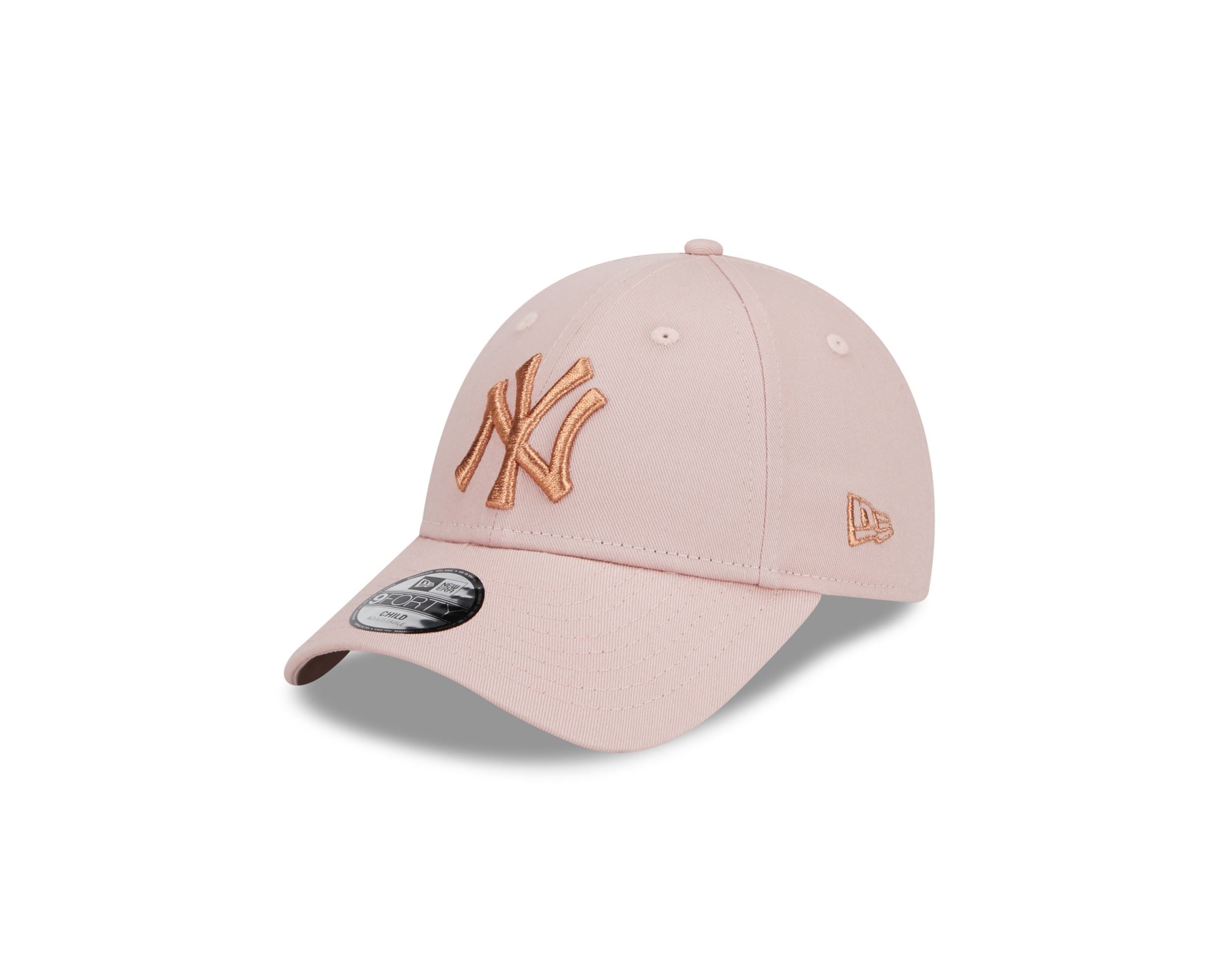 New York Yankees MLB Metallic Logo Pink 9Forty Adjustable Kids Cap New Era