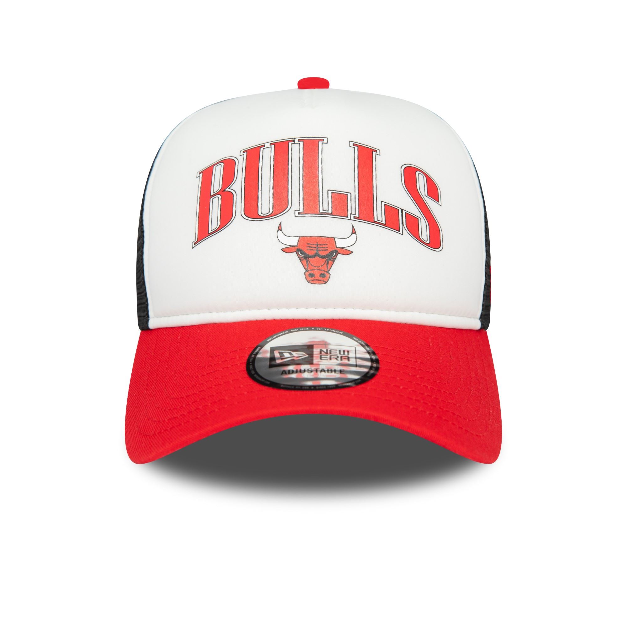 Chicago Bulls NBA Retro White Black Red A-Frame Adjustable Trucker Cap New Era