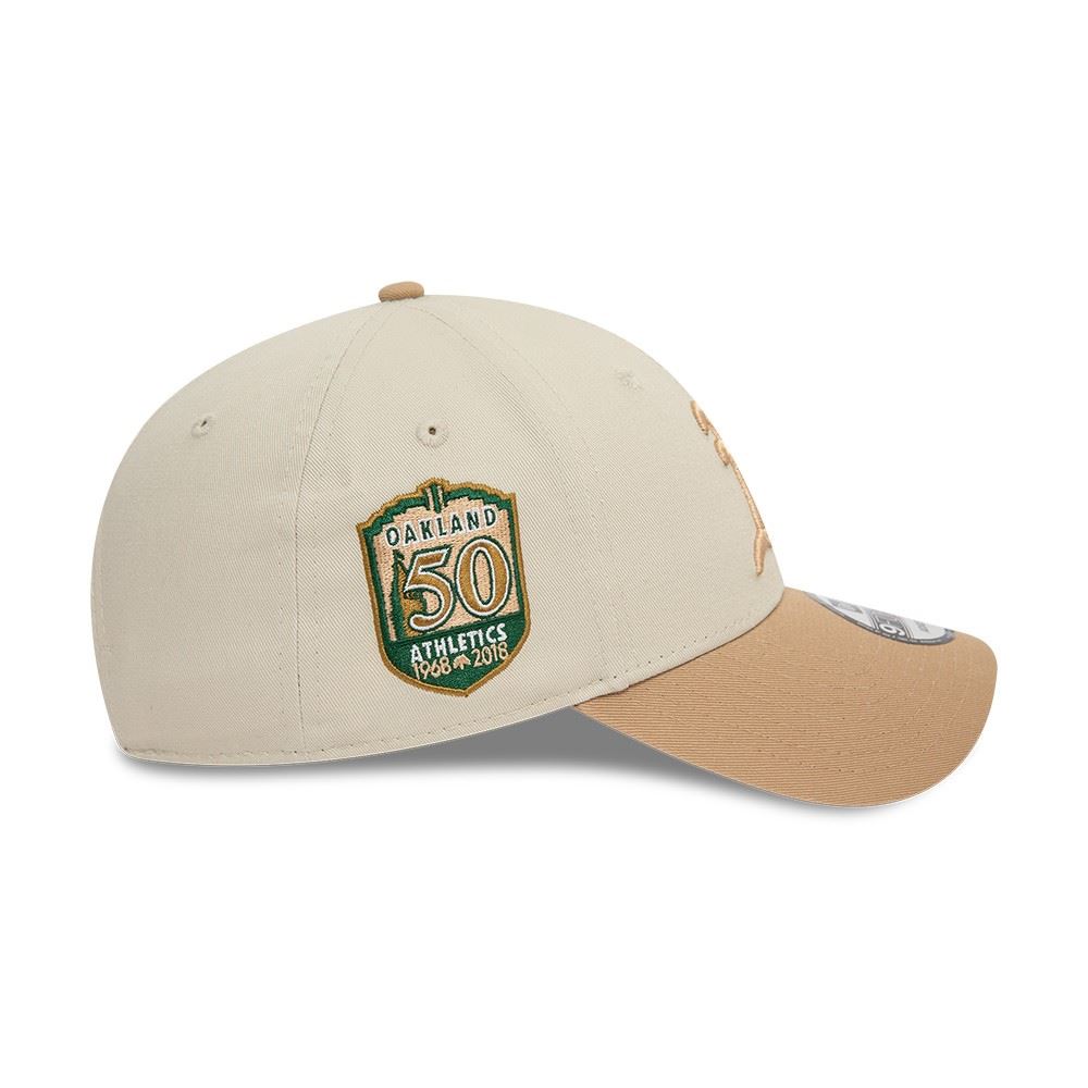 Oakland Athletics MLB 50th Anniversary Sidepatch 1968-2018 Stone Camel 9Forty Adjustable Cap New Era