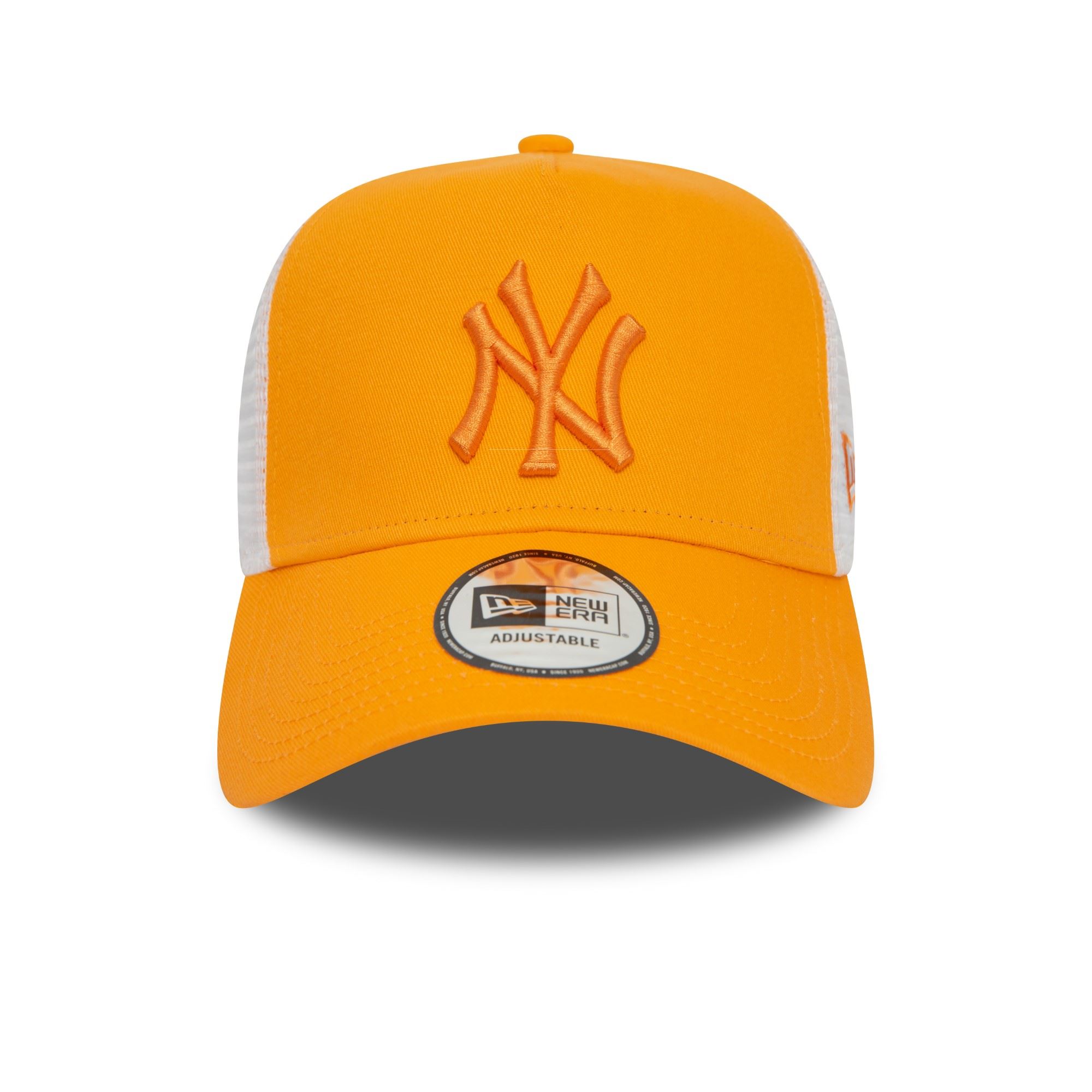 New York Yankees MLB League Essential Orange Weiß Verstellbare A-Frame Trucker Cap New Era