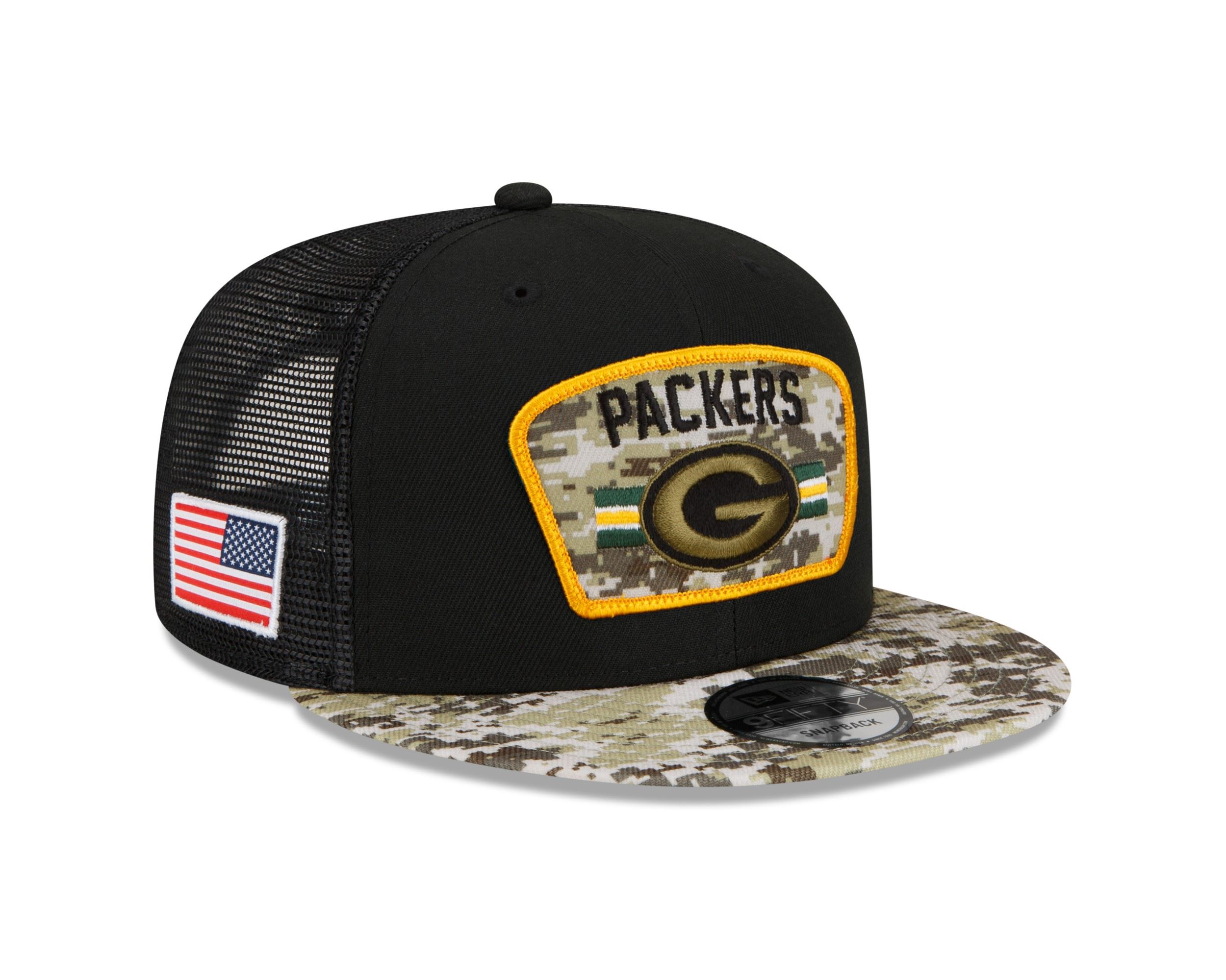 Green Bay Packers NFL On Field 2021 Salute to Service Black 9Fifty Kids Snapback Cap New Era