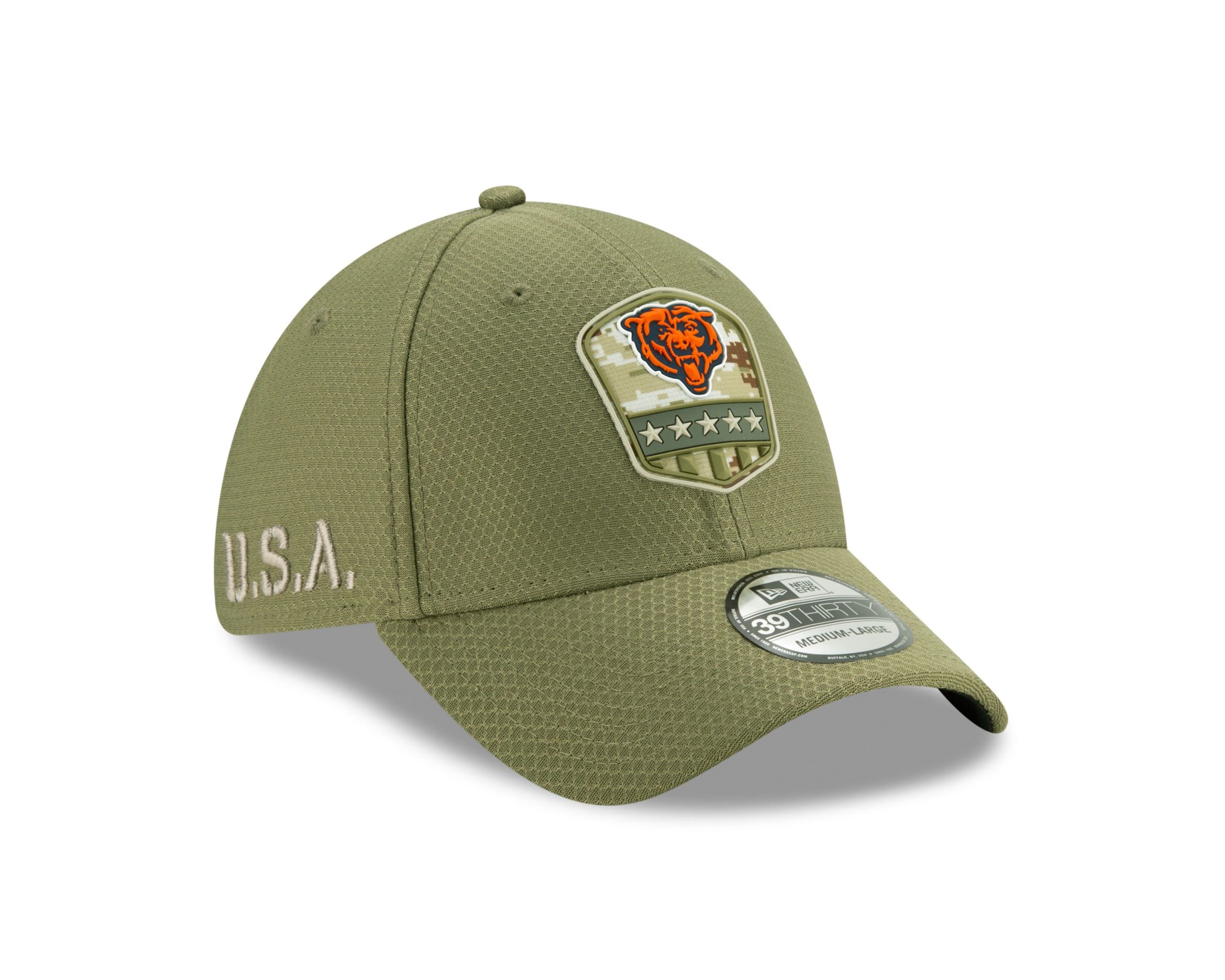 Chicago Bears On Field 2019 Salute to Service Olive 39Thirty Cap New Era