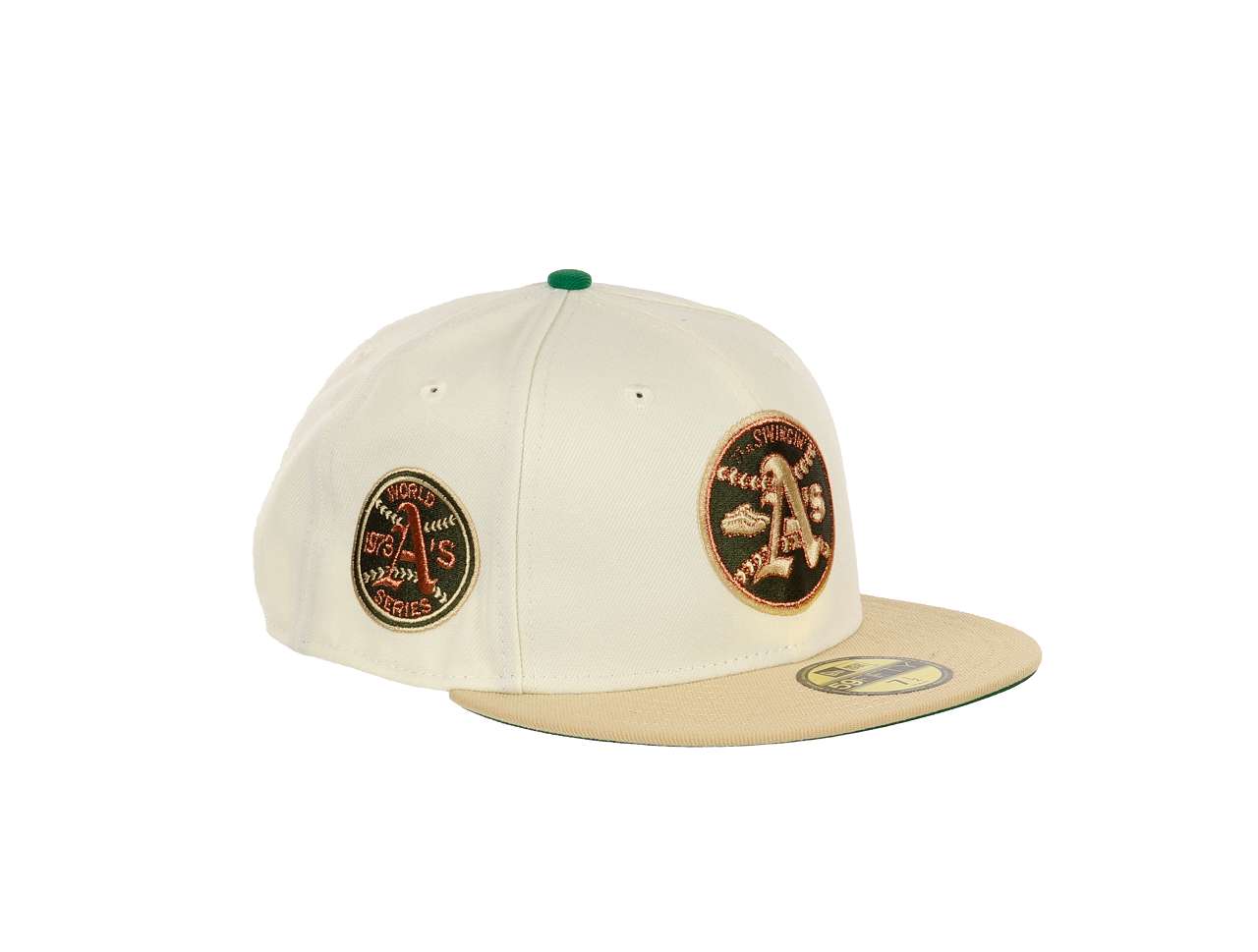 Oakland Athletics MLB Two Tone Cooperstown World Series 1973 Sidepatch Chrome Vegas Gold 59Fifty Basecap New Era