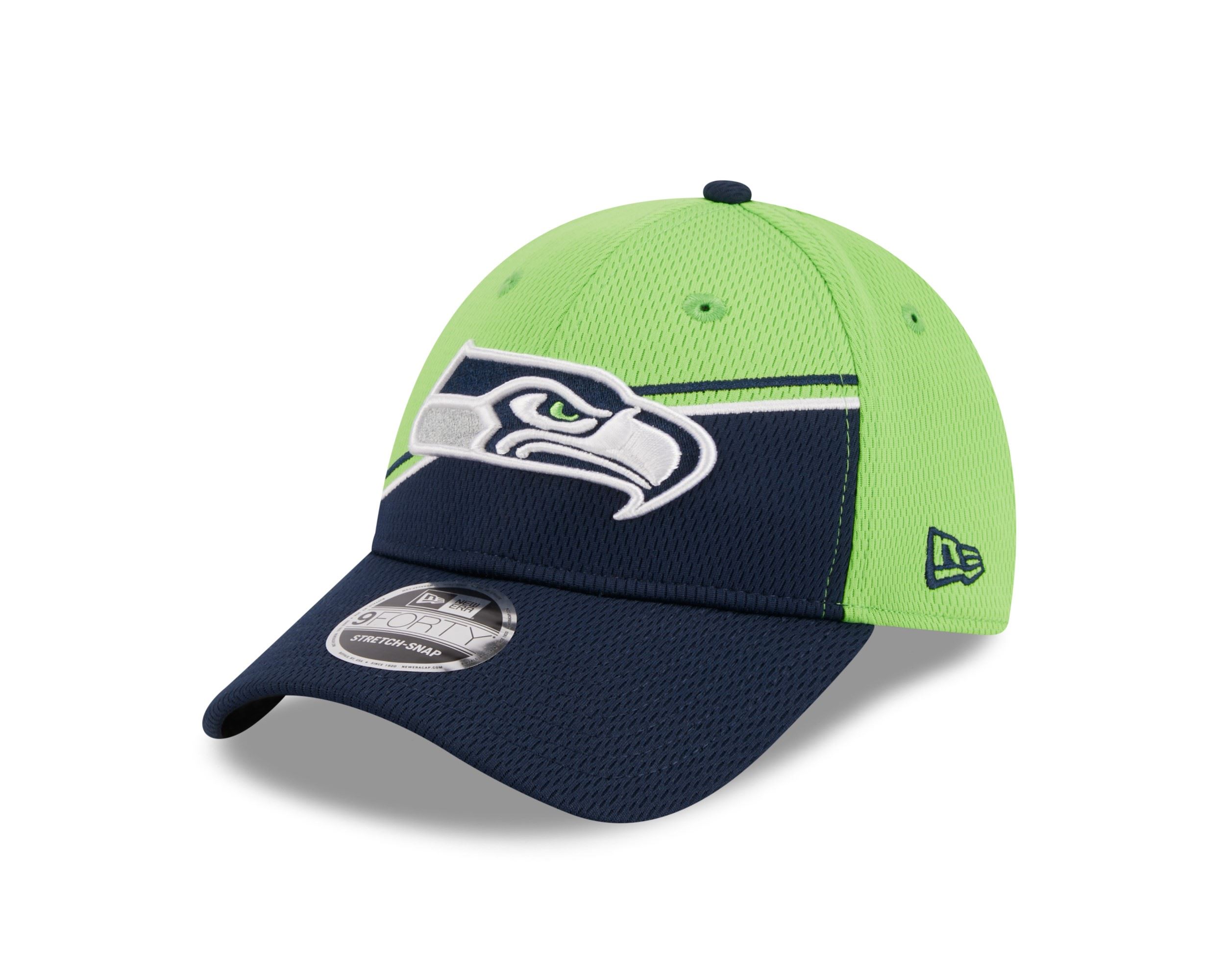 Seattle Seahawks NFL 2023 Sideline Green Blue 9Forty Stretch Snapback Cap New Era