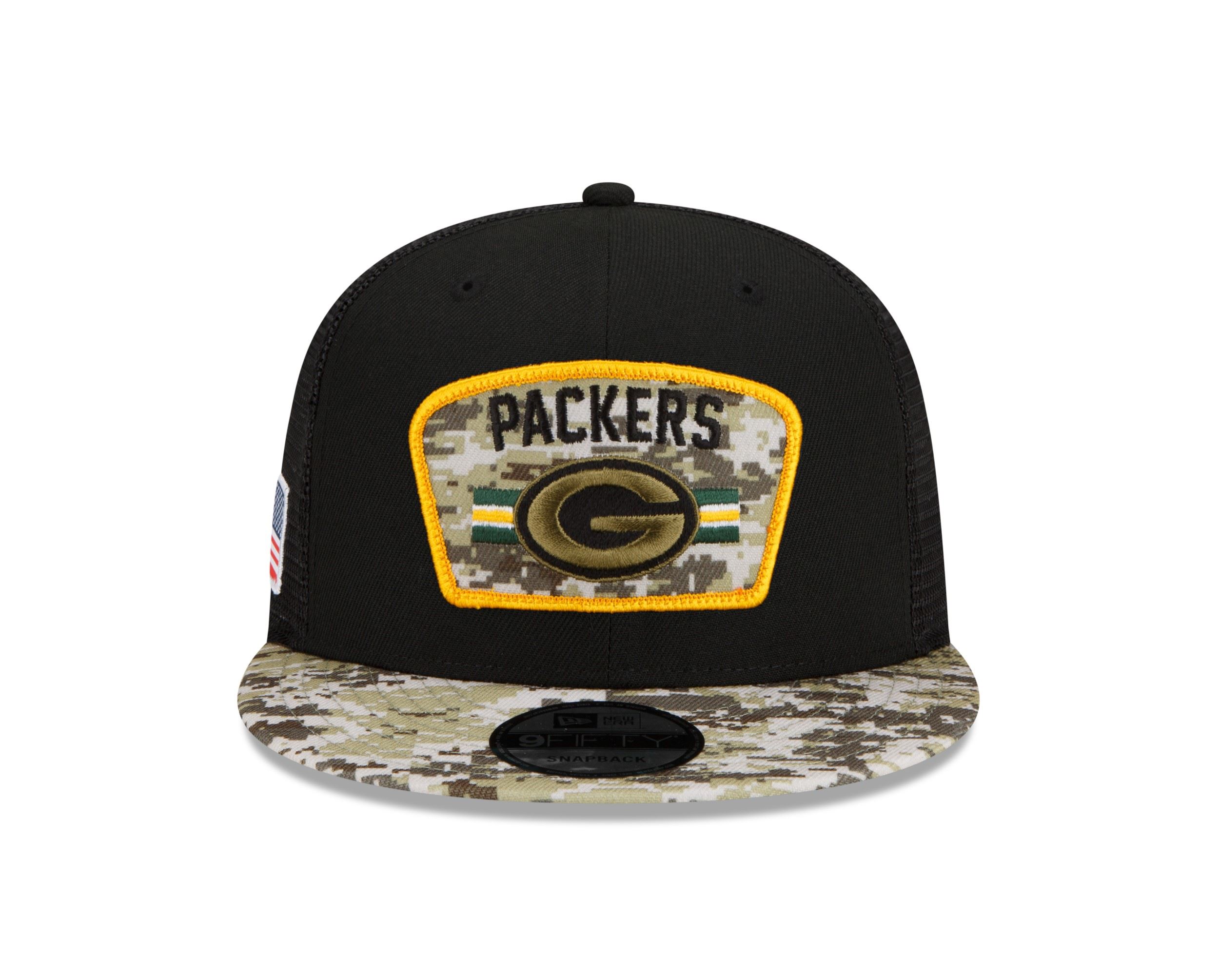 Green Bay Packers NFL On Field 2021 Salute to Service Black 9Fifty Snapback Cap New Era