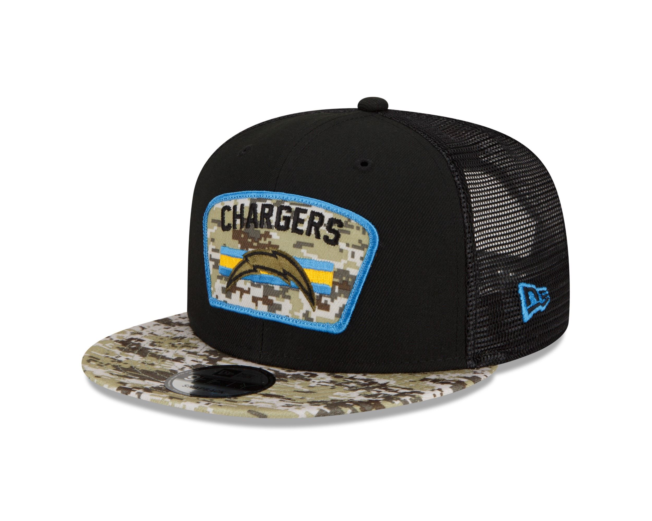 Los Angeles Chargers NFL On Field 2021 Salute to Service Black 9Fifty Snapback Cap New Era