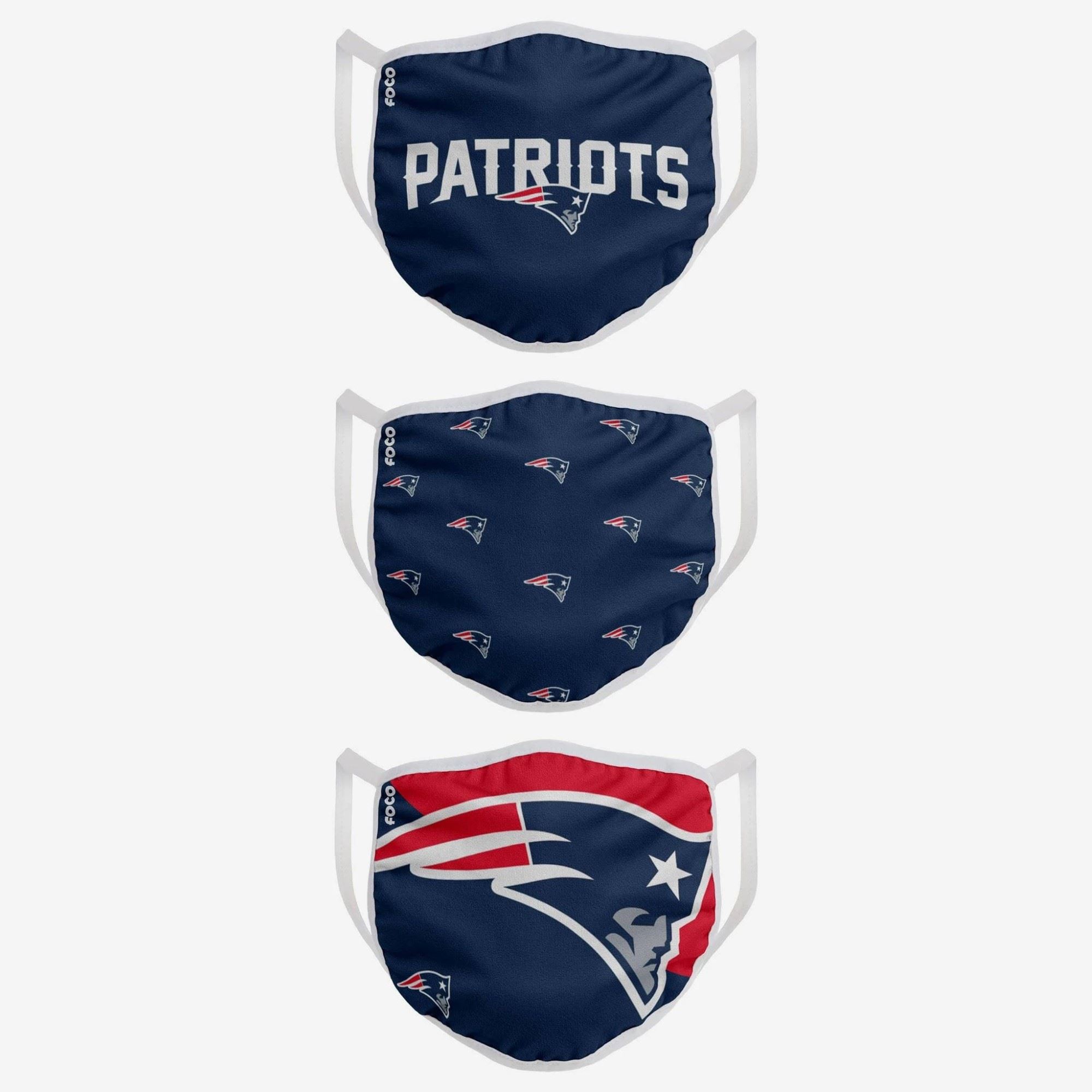 New England Patriots NFL Face Covering 3Pack Face Mask Forever Collectibles