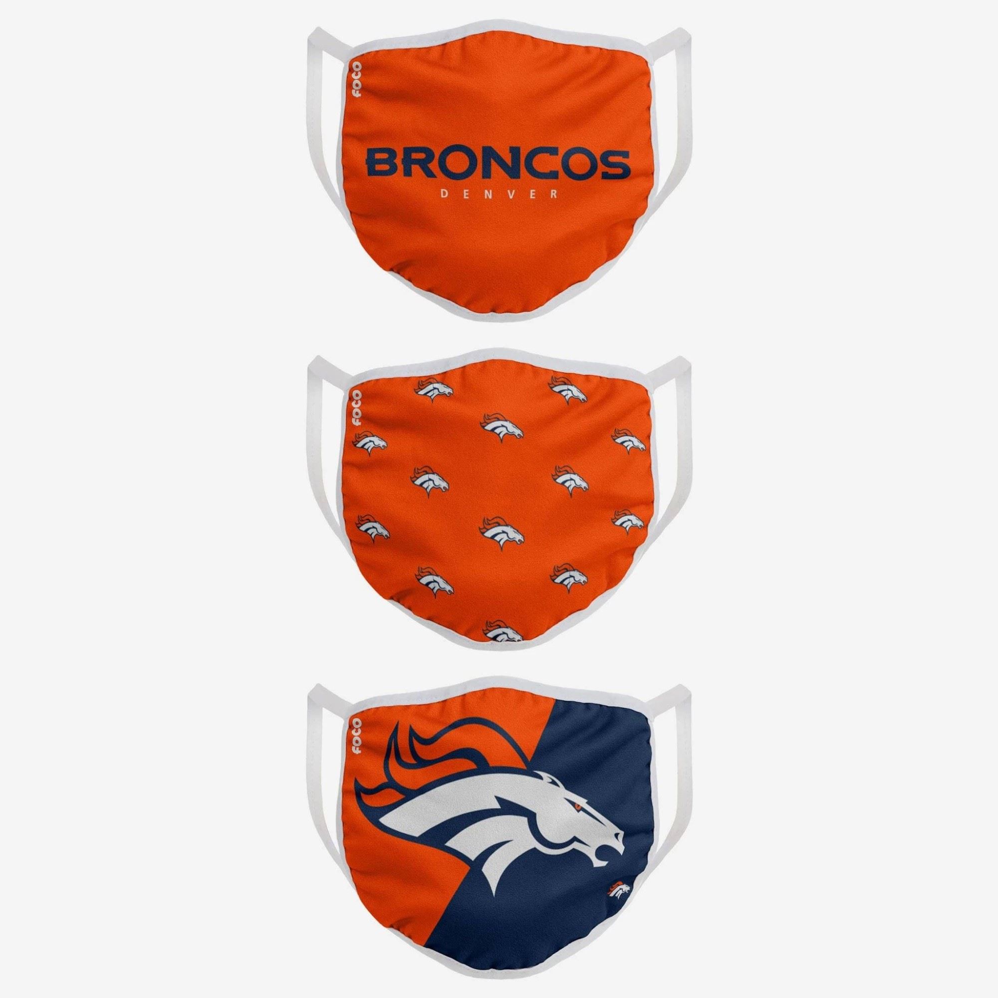 Denver Broncos NFL Face Covering 3Pack Face Mask Forever Collectibles