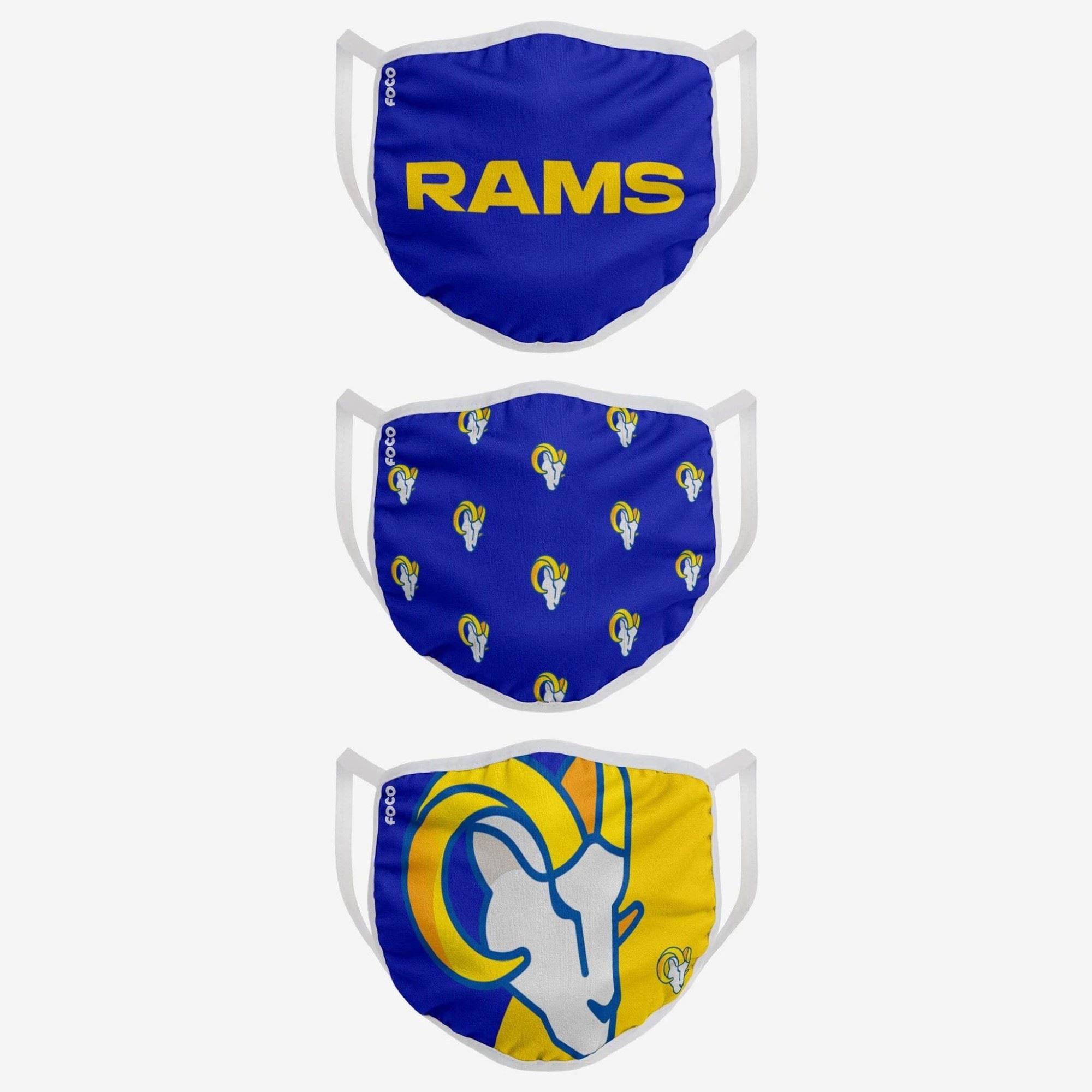 Los Angeles Rams NFL Face Covering 3Pack Face Mask Forever Collectibles
