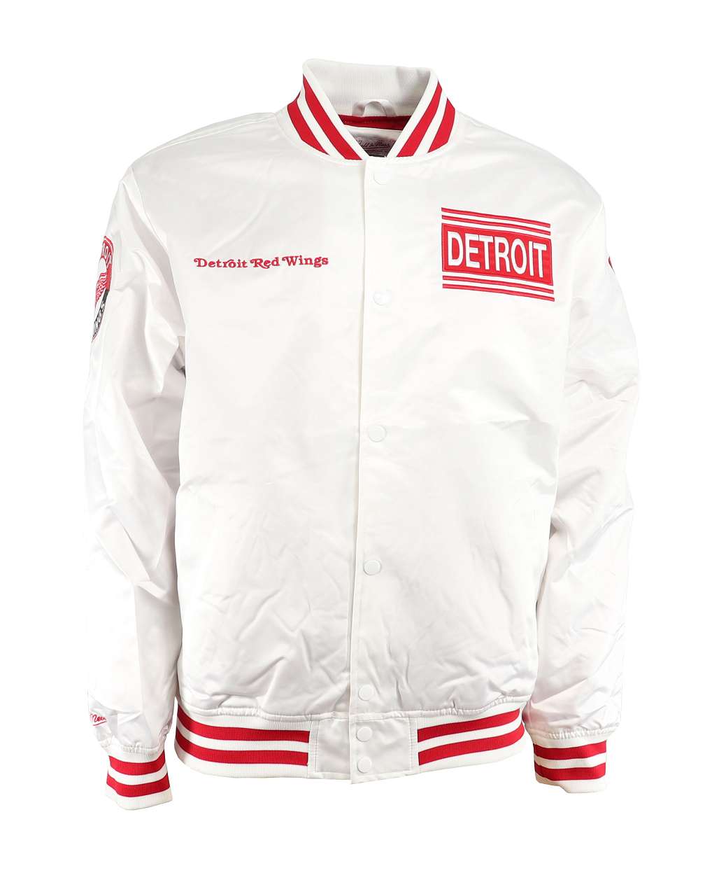 Detroit Red Wings White NHL Hometown Lightweight Satin Jacket Mitchell & Ness