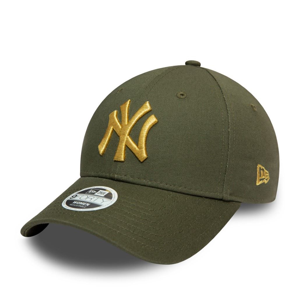 New York Yankees Metallic Logo Olive 9Forty Adjustable Women Cap New Era