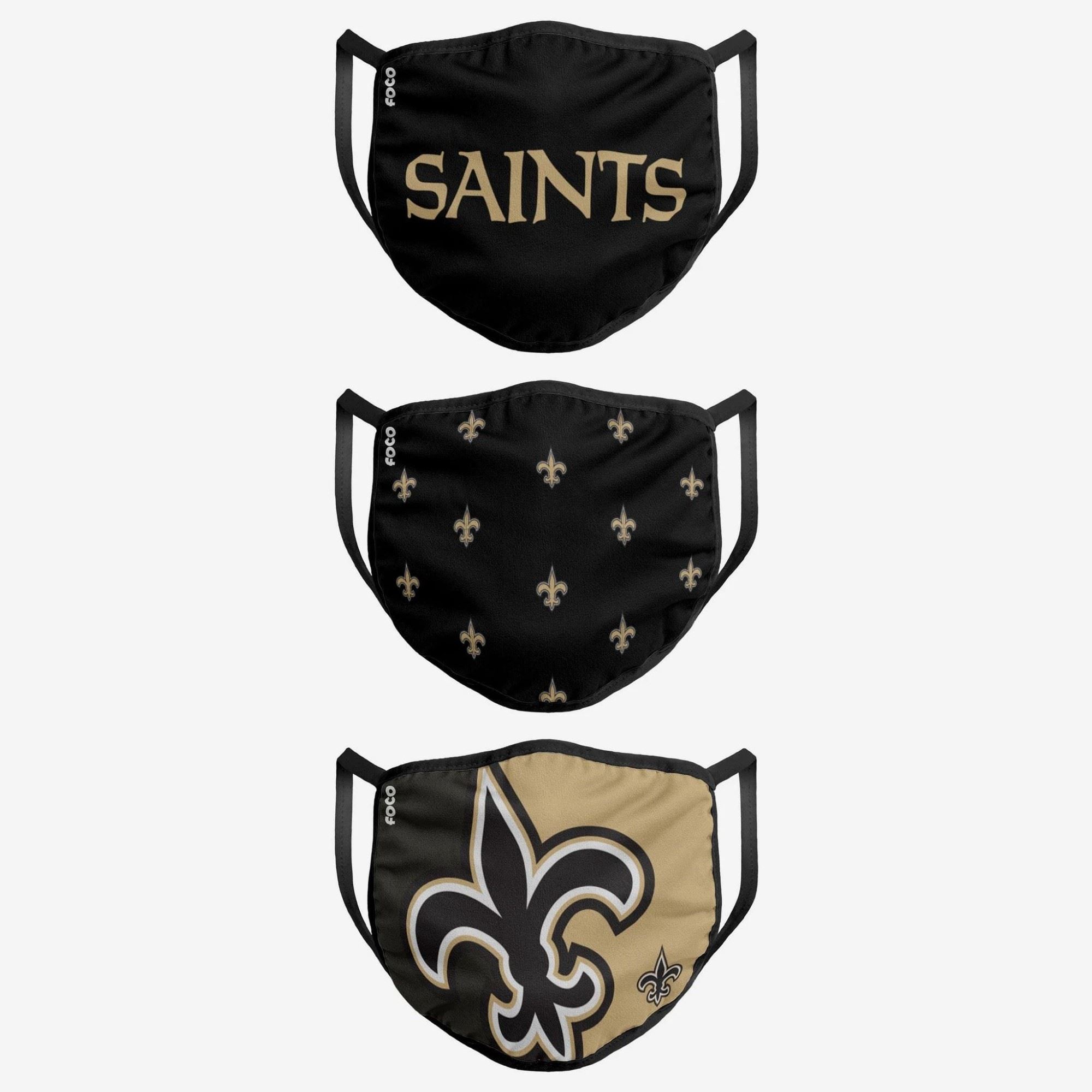 New Orleans Saints NFL Face Covering 3Pack Face Mask Forever Collectibles