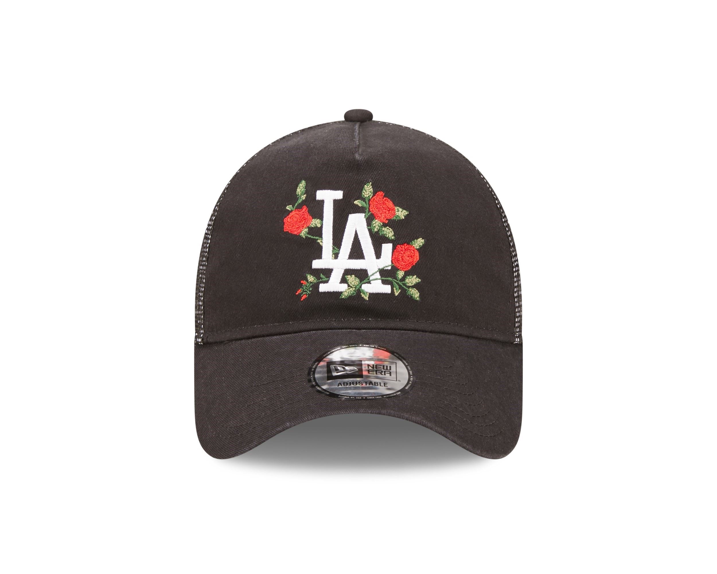 Los Angeles Dodgers  Flower Black A-Frame Adjustable Trucker Cap New Era