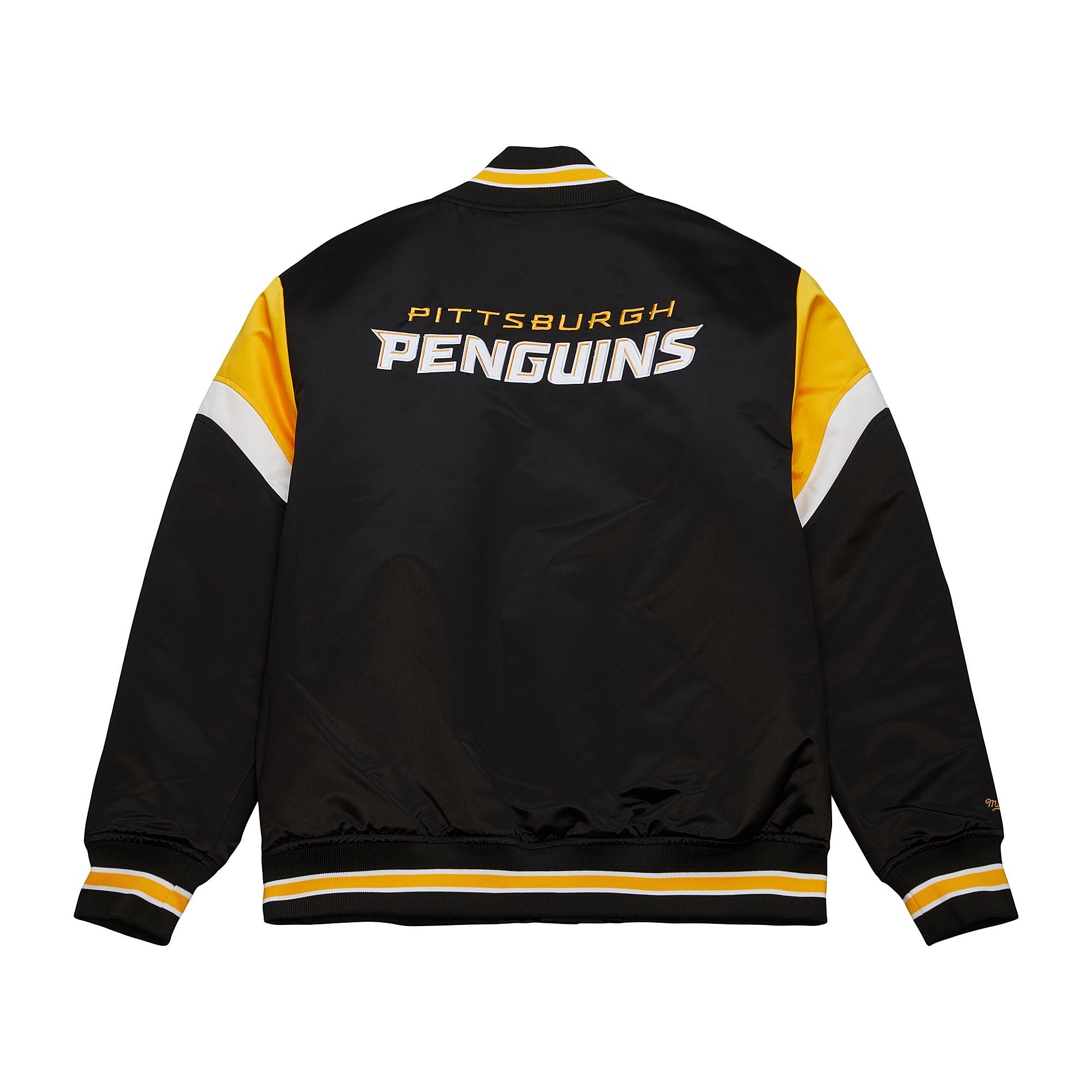 Pittsburgh Penguins NHL Heavyweight Satin Jacket Black Mitchell & Ness
