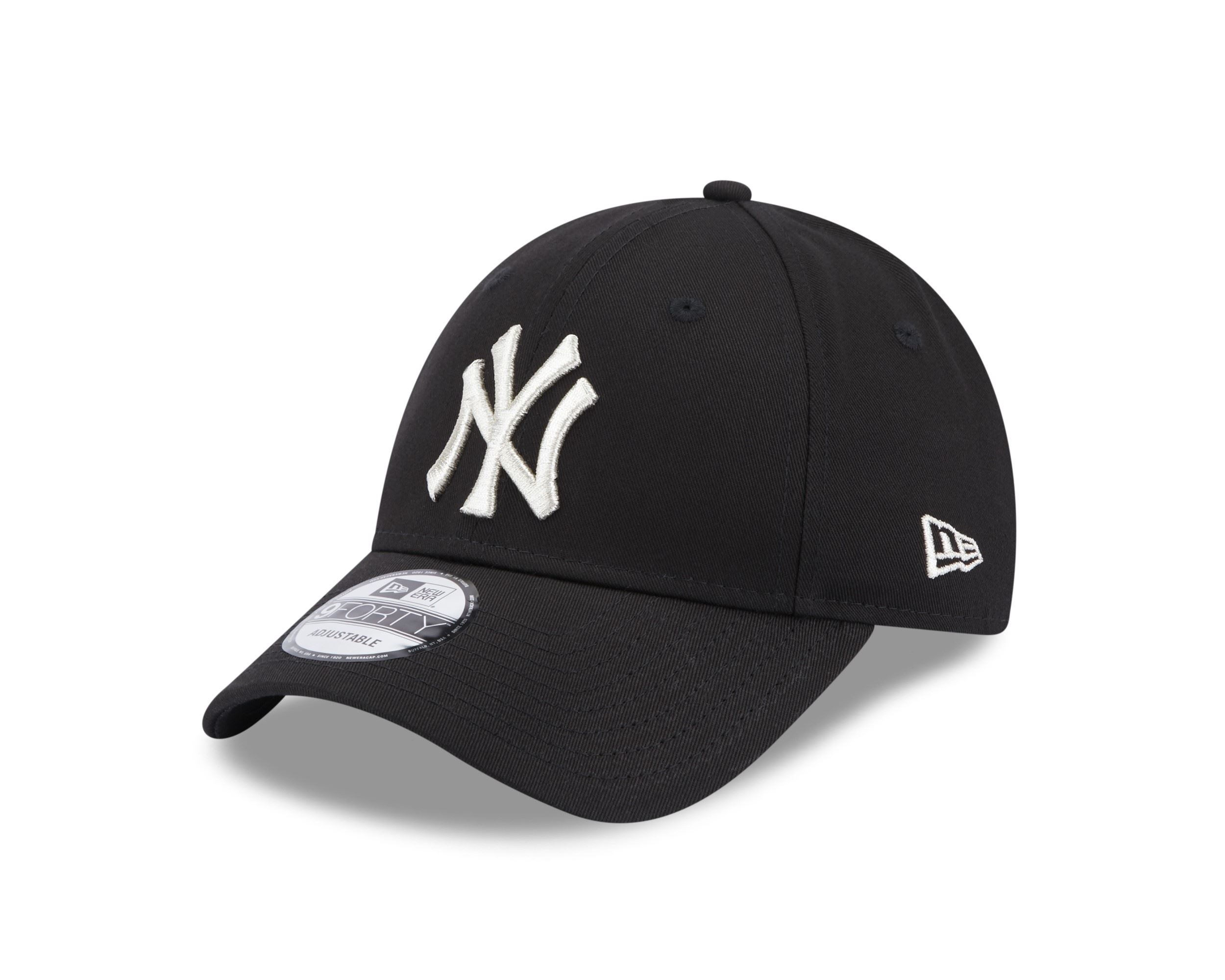 New York Yankees MLB Metallic Logo Black 9Forty Adjustable Women Cap New Era