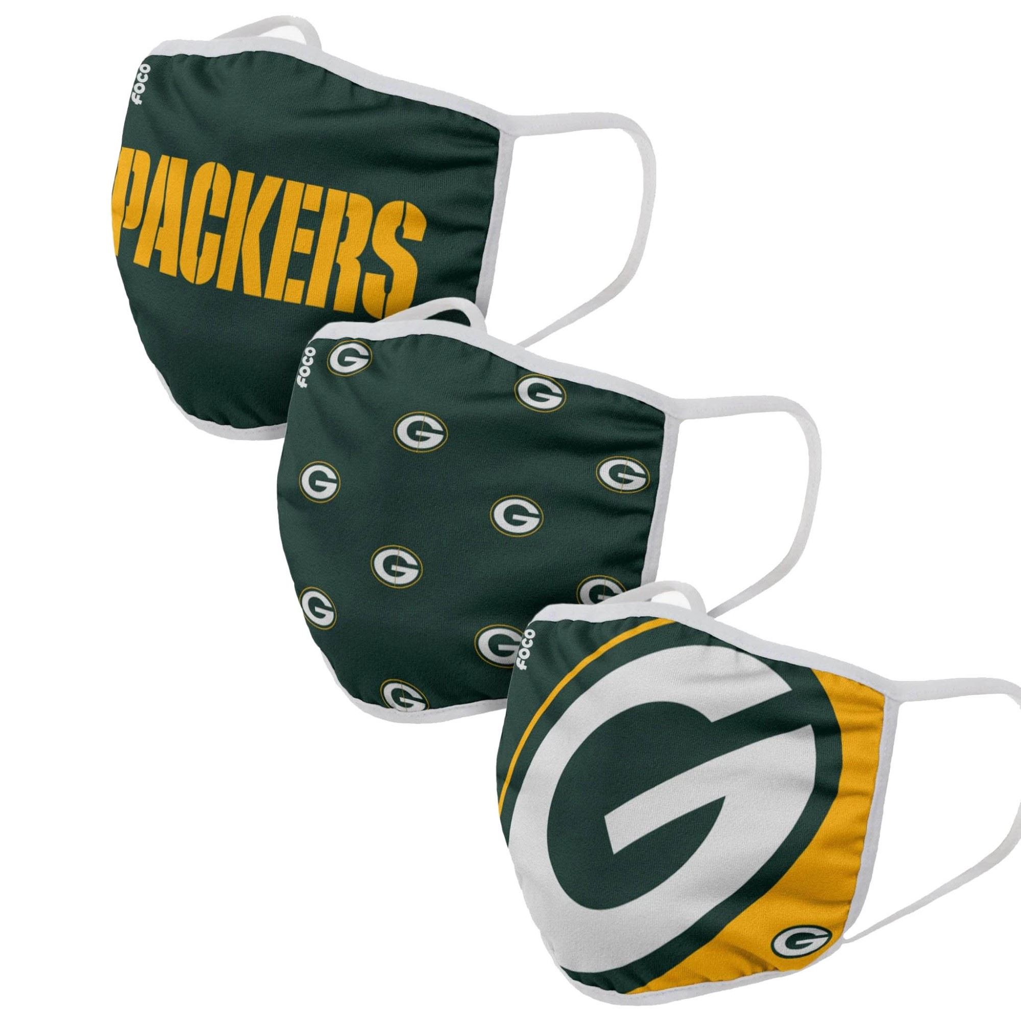 Green Bay Packers NFL Face Covering 3Pack Face Mask Forever Collectibles
