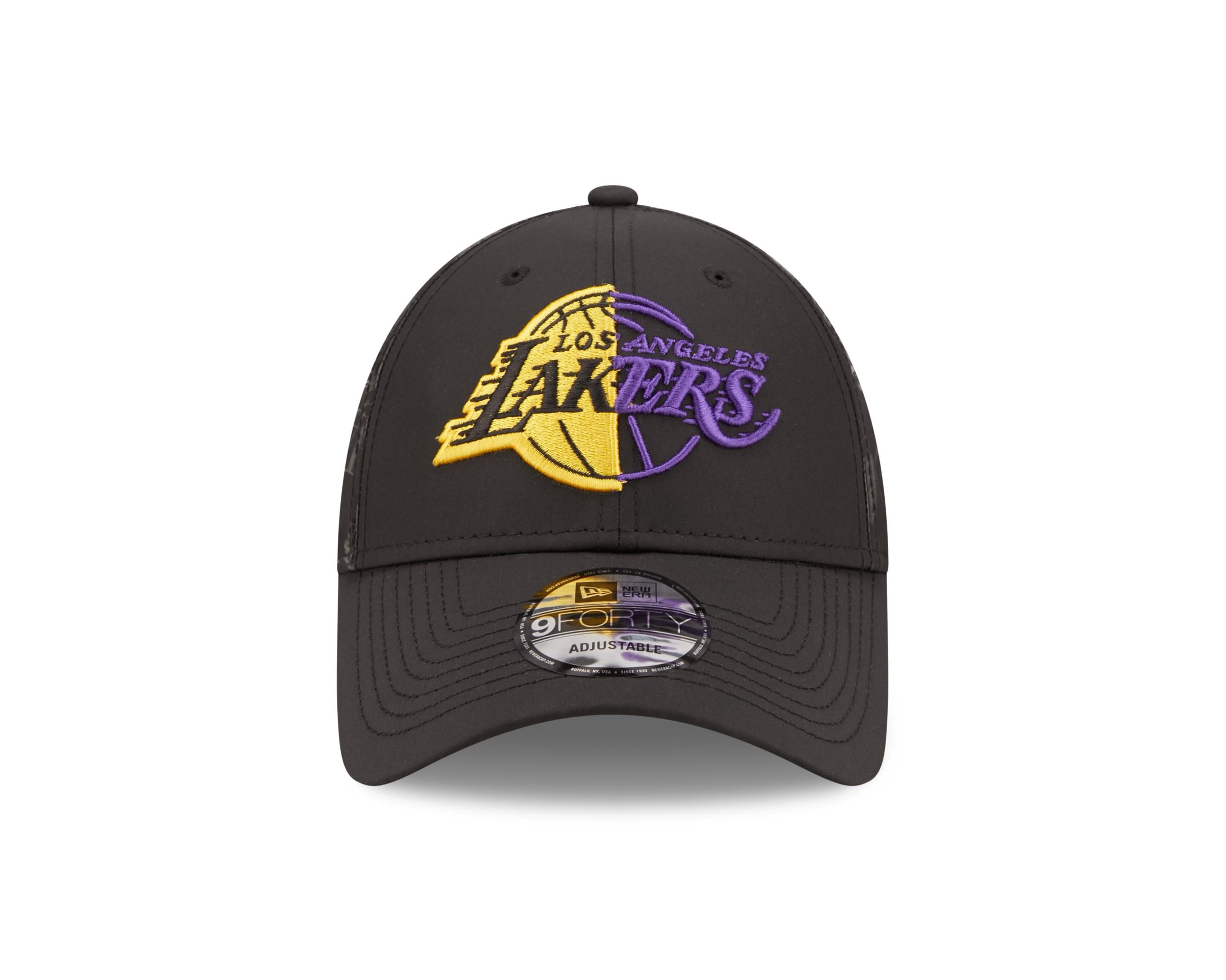 Los Angeles Lakers NBA Half Monogram Black 9Forty Adjustable Cap New Era