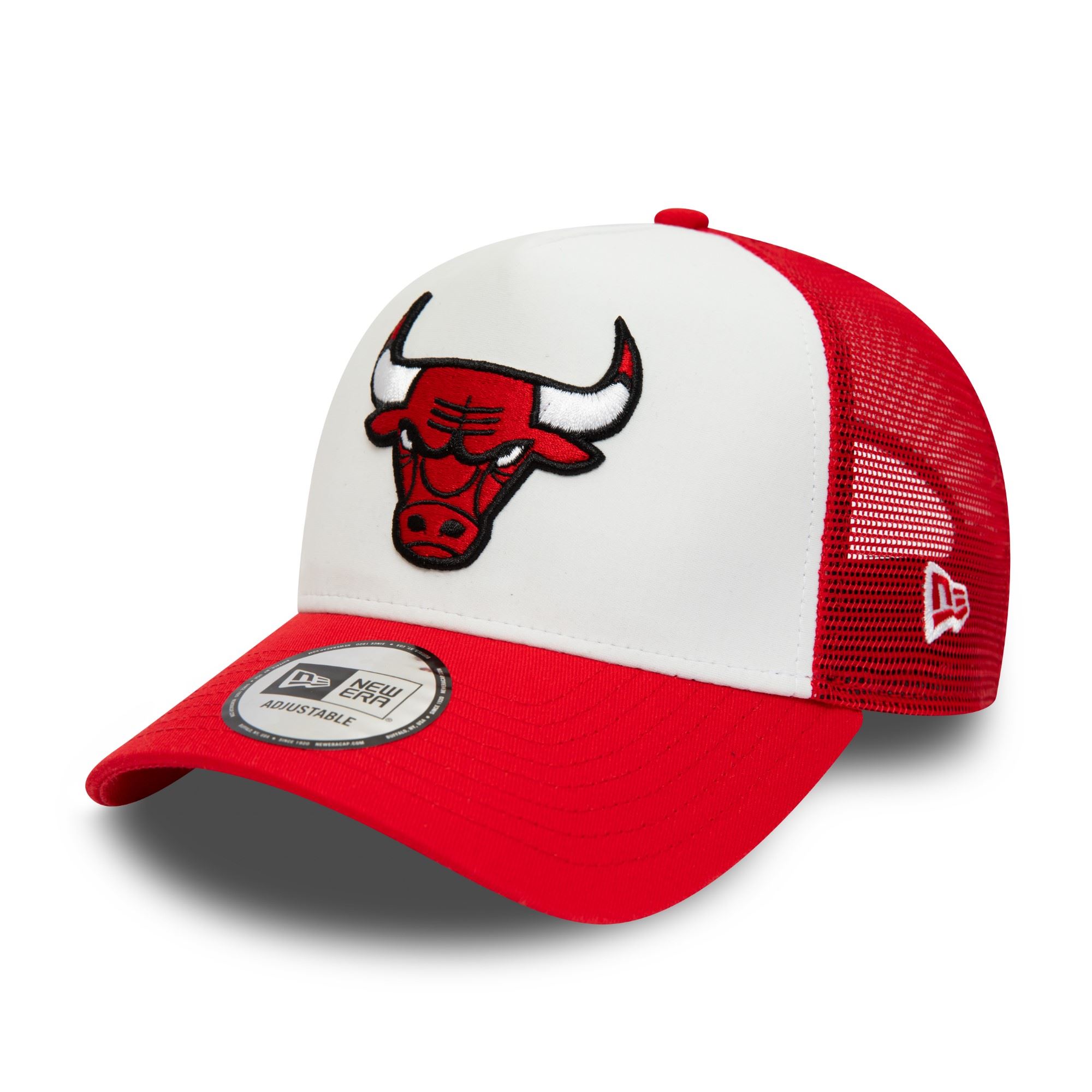 Chicago Bulls NBA Team Colour White Red A-Frame Adjustable Trucker Cap New Era