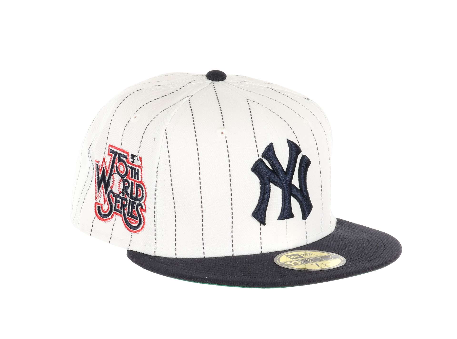 New York Yankees MLB Cooperstown 75th World Series Sidepatch White Pinstripe 59Fifty Basecap New Era